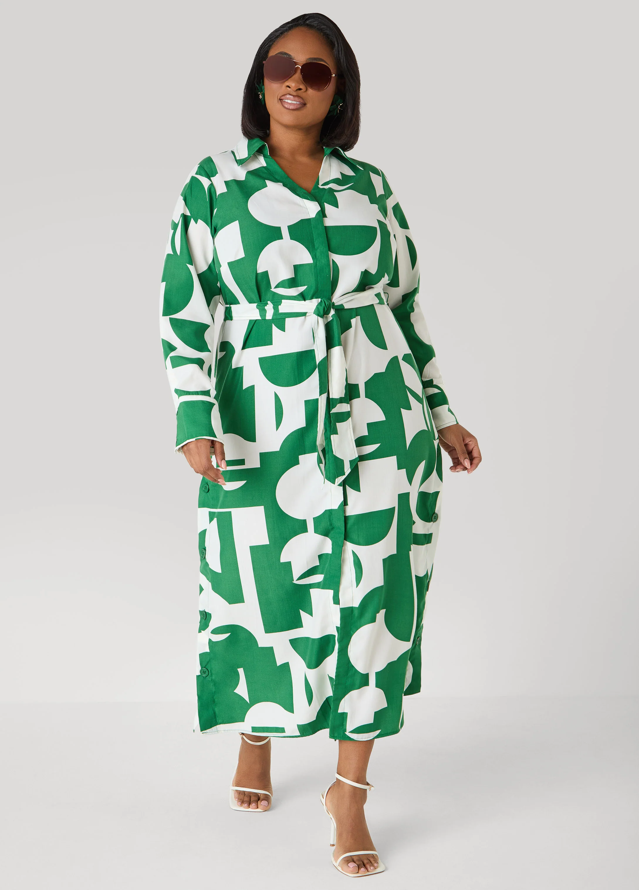 Button Detail Geo Maxi Shirtdress - Image 7