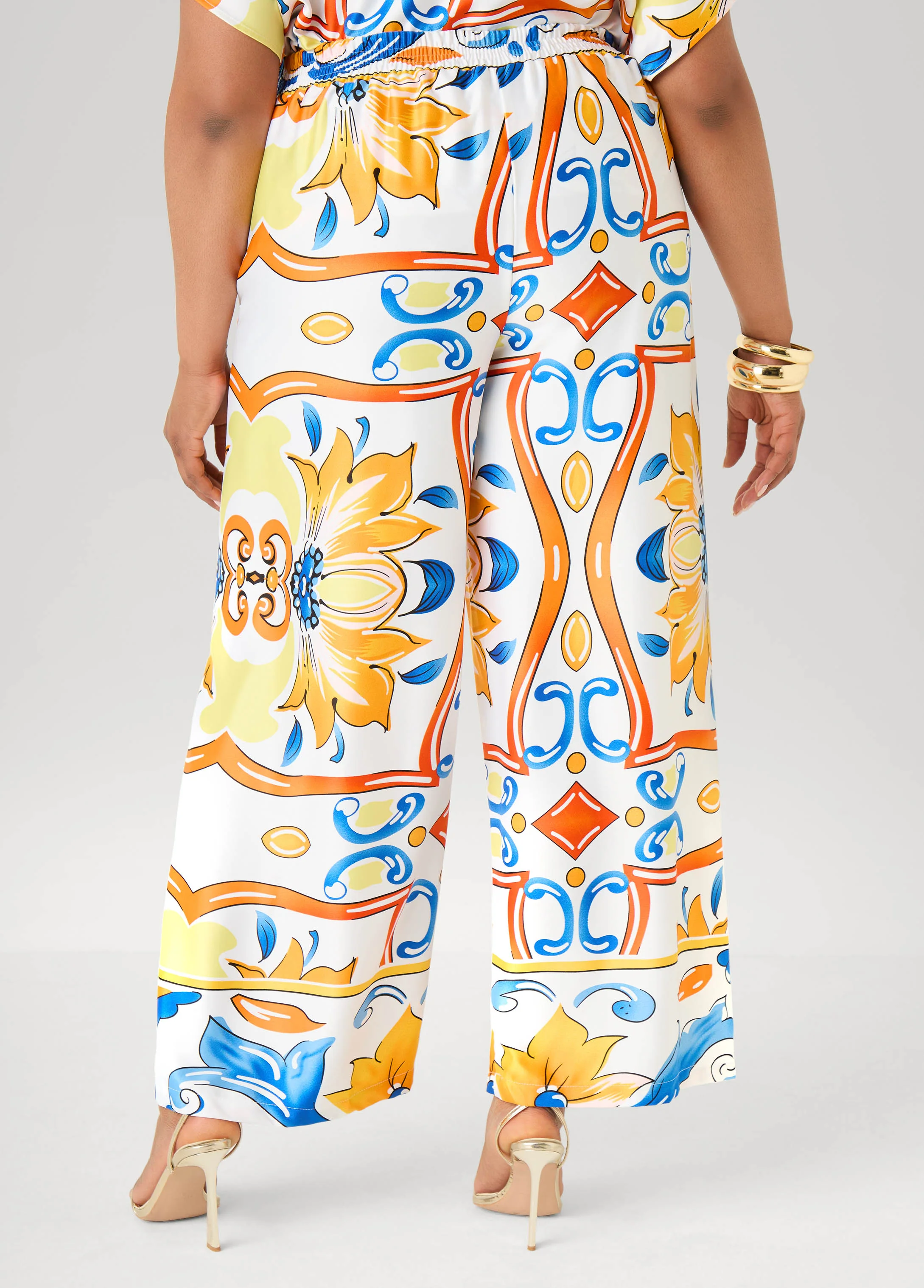 Floral Satin Wide Leg Pants - Image 2