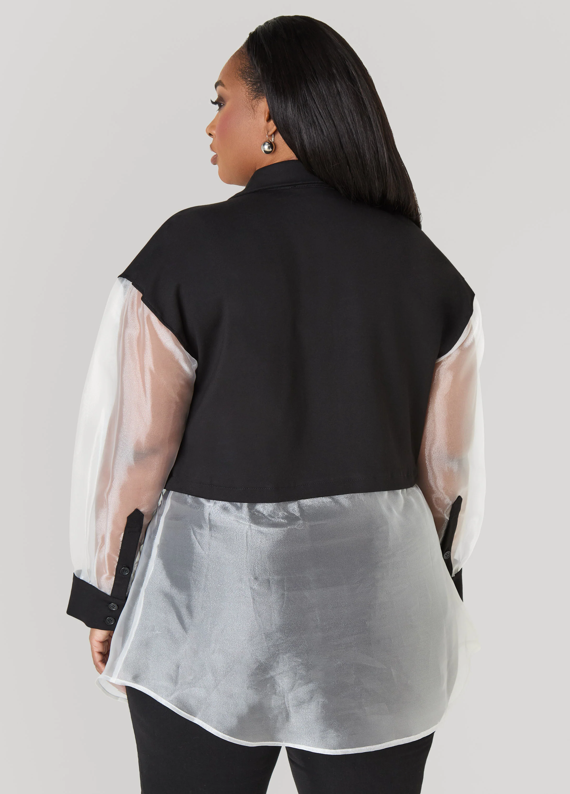 Organza Paneled Ponte Shirt - Image 2
