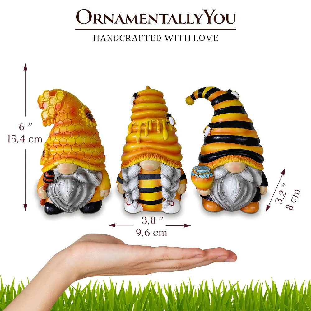 Set of Three Bee Gnome Figurines - Image 3
