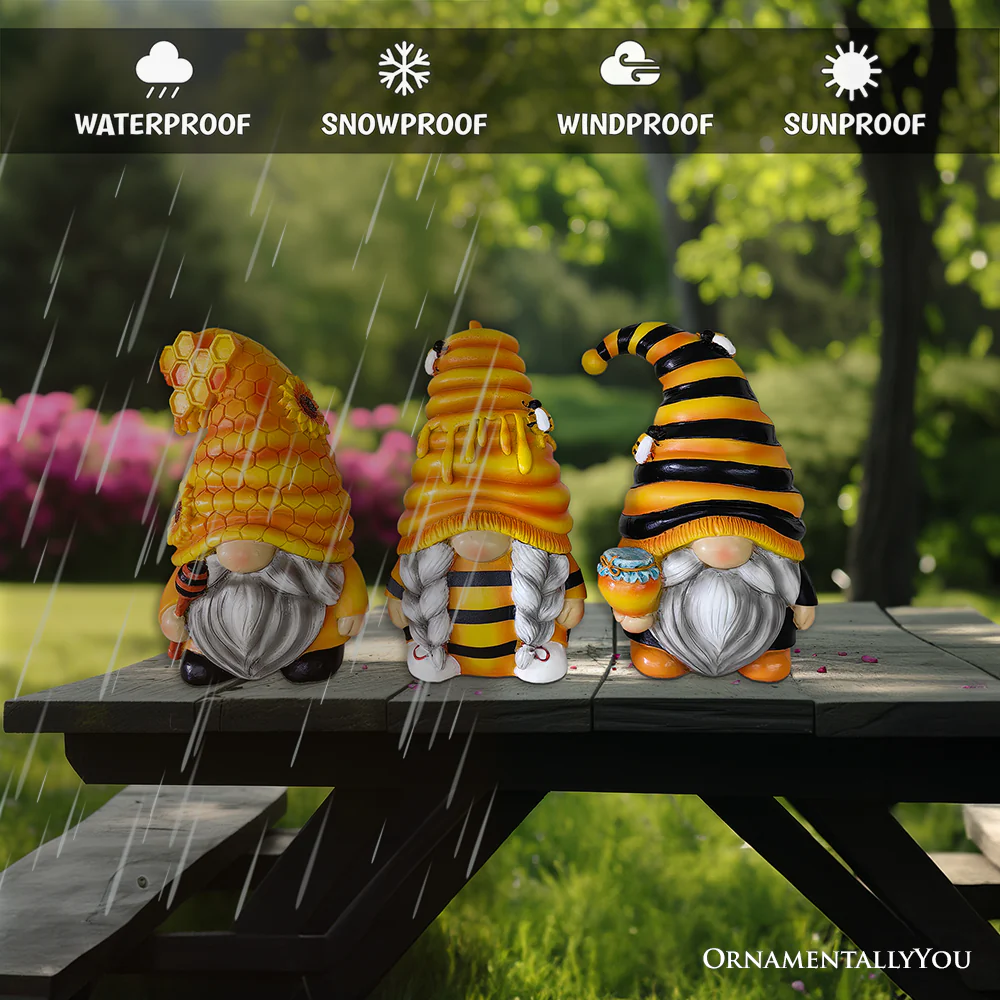 Set of Three Bee Gnome Figurines - Image 6