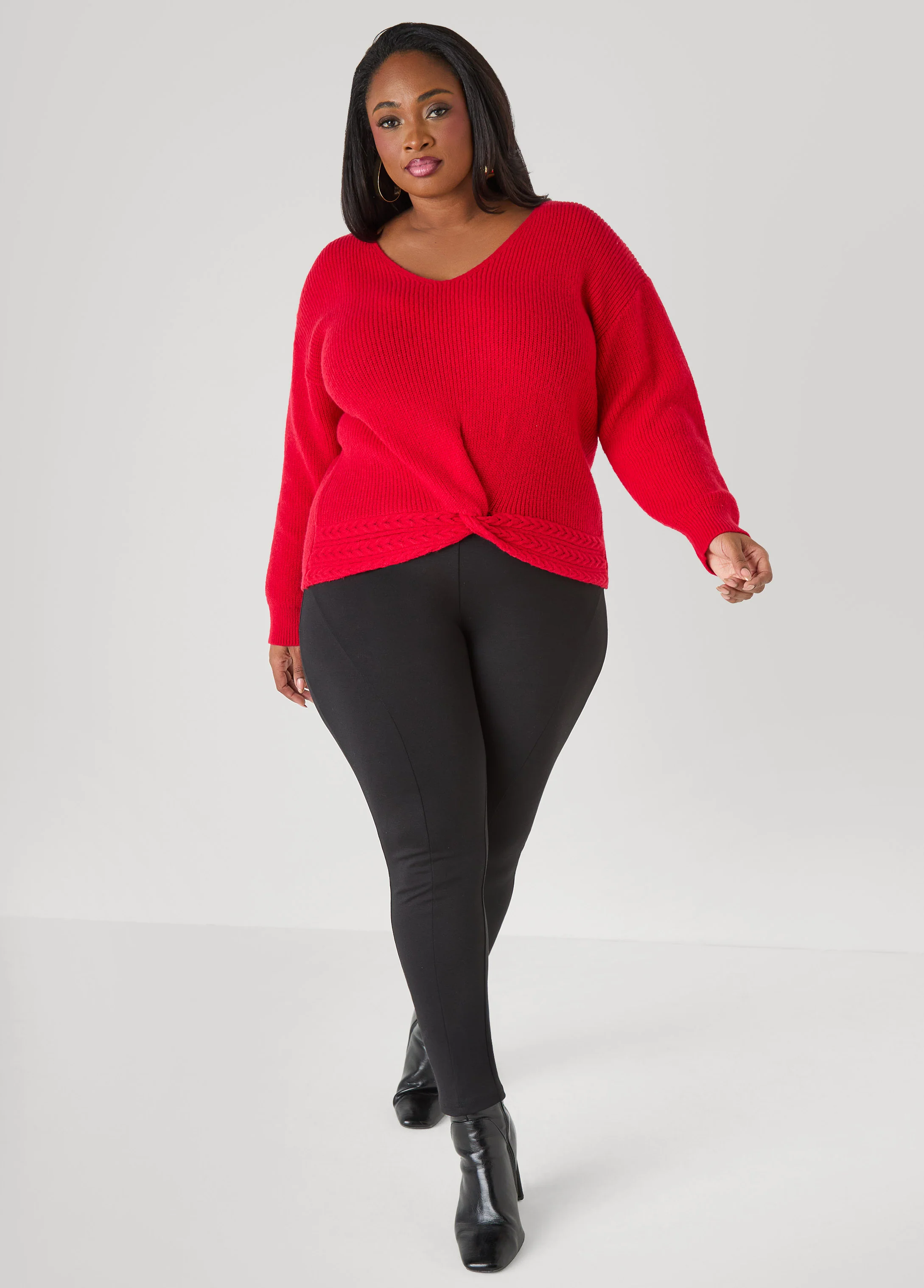 Knotted Cable Knit Trimmed Sweater - Image 3
