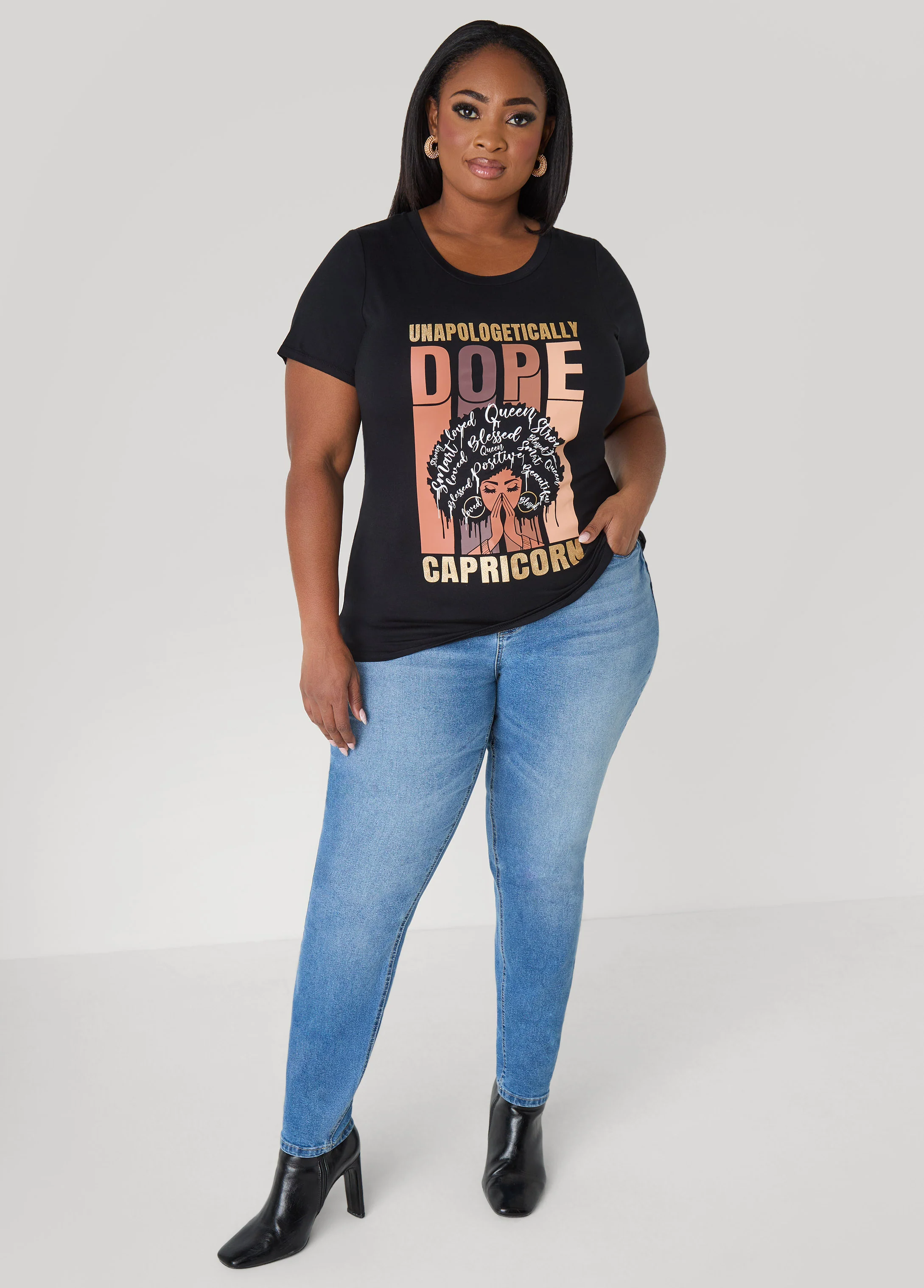 Capricorn Glittered Graphic Tee - Image 3