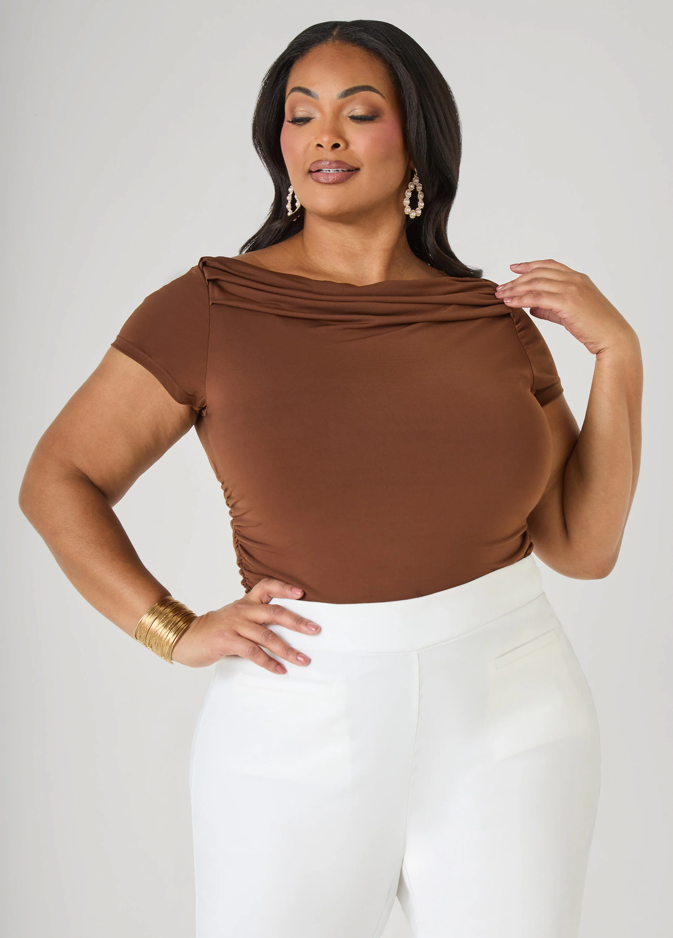 Ruched Cowl Neck Top - Image 8
