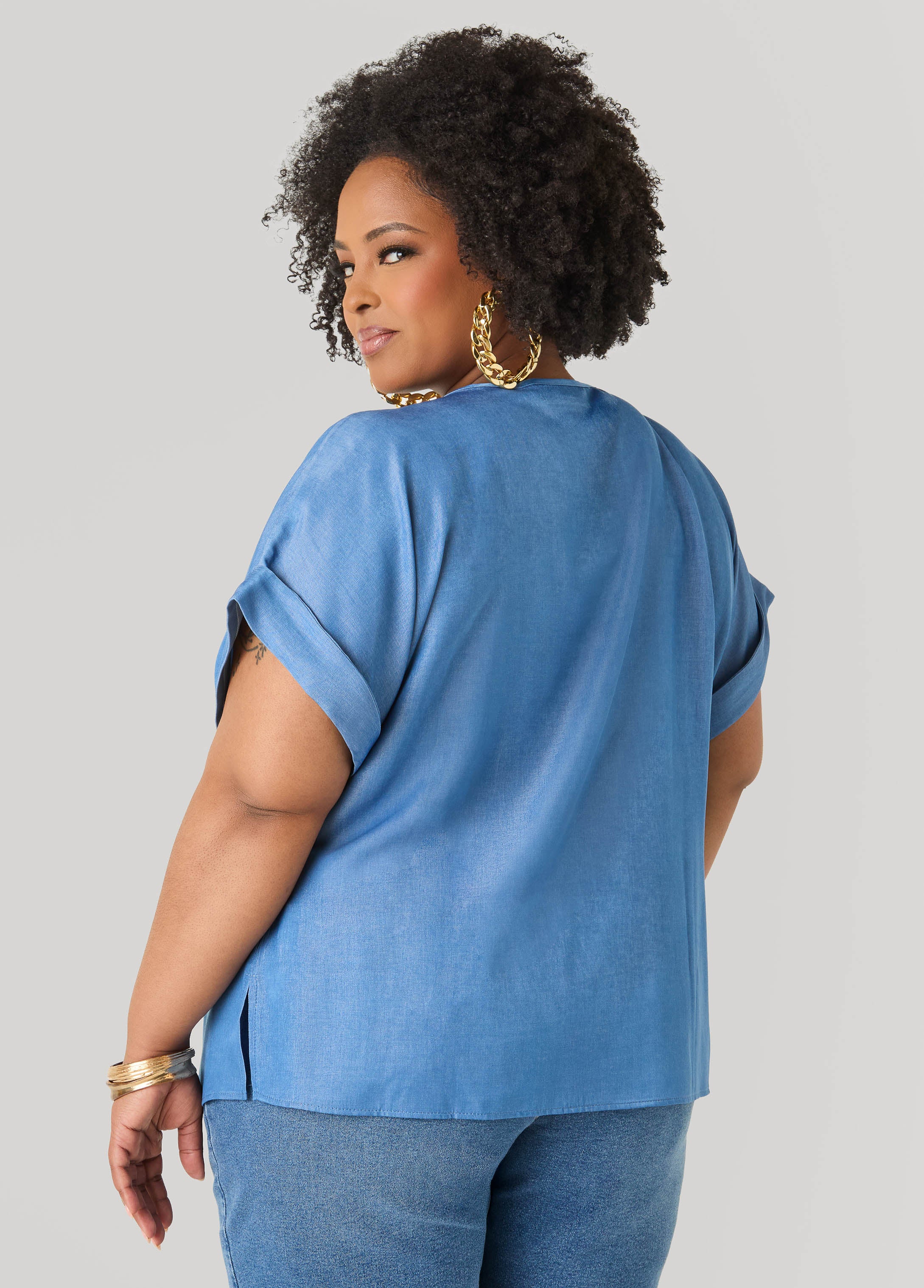 Cuffed Chambray Tee - Image 2