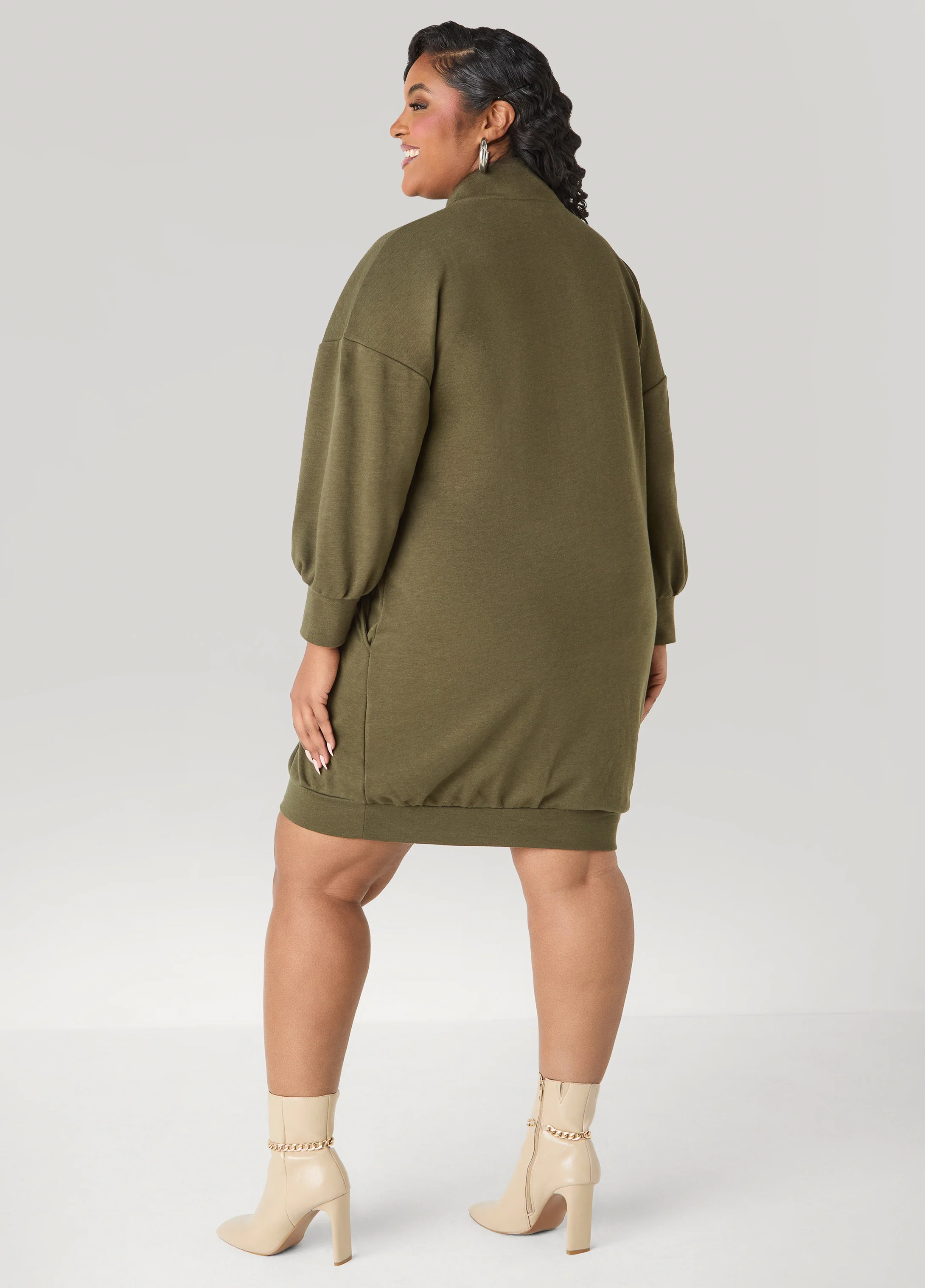 Button Front Sweatshirt Dress - Image 10