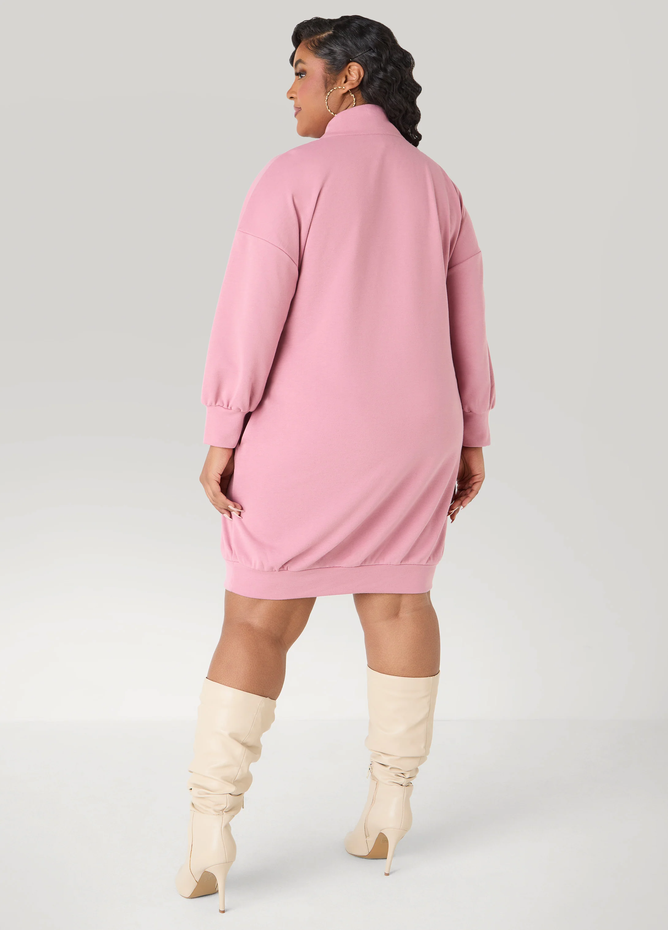 Button Front Sweatshirt Dress - Image 2