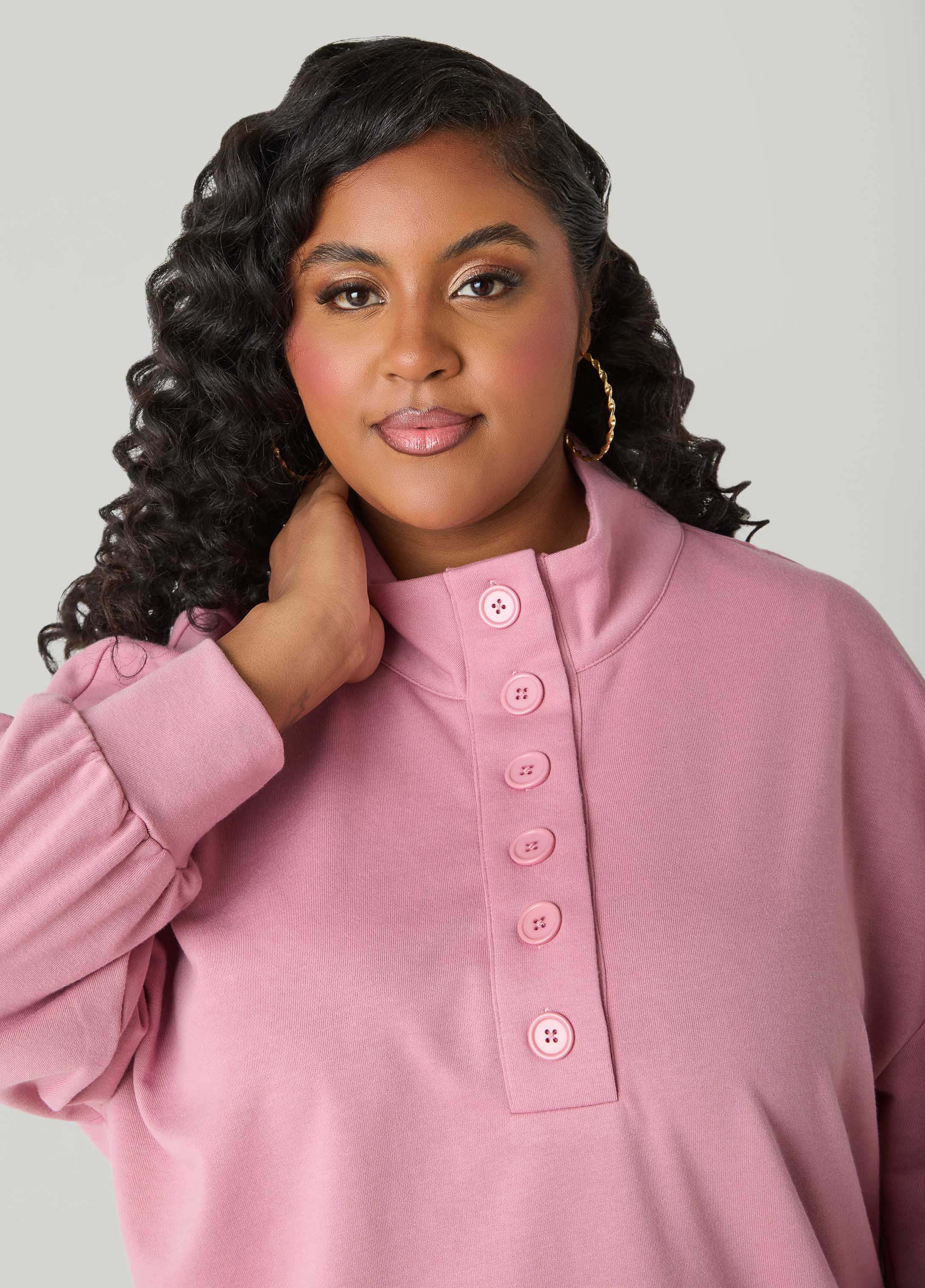Button Front Sweatshirt Dress - Image 4