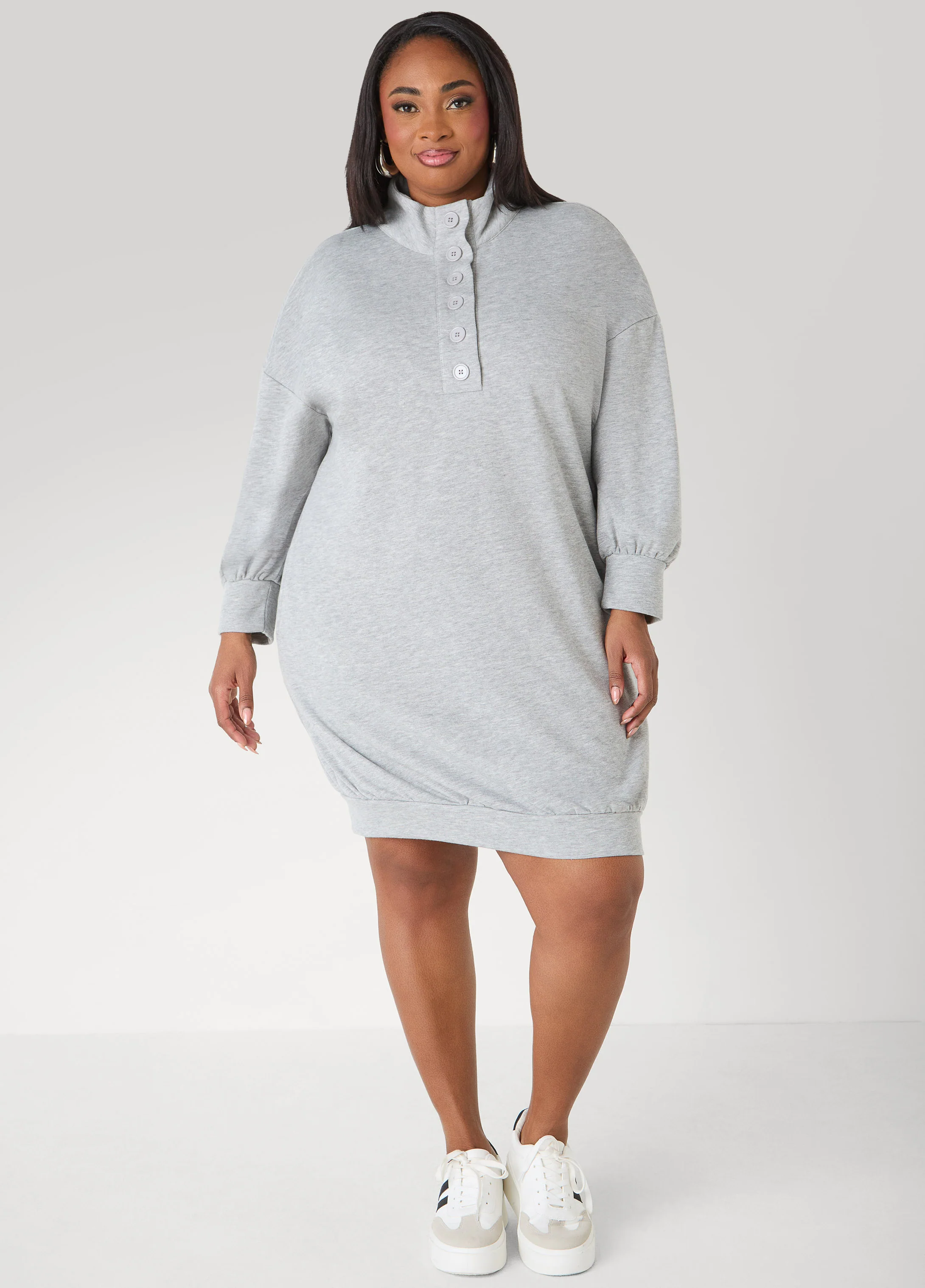 Button Front Sweatshirt Dress - Image 7