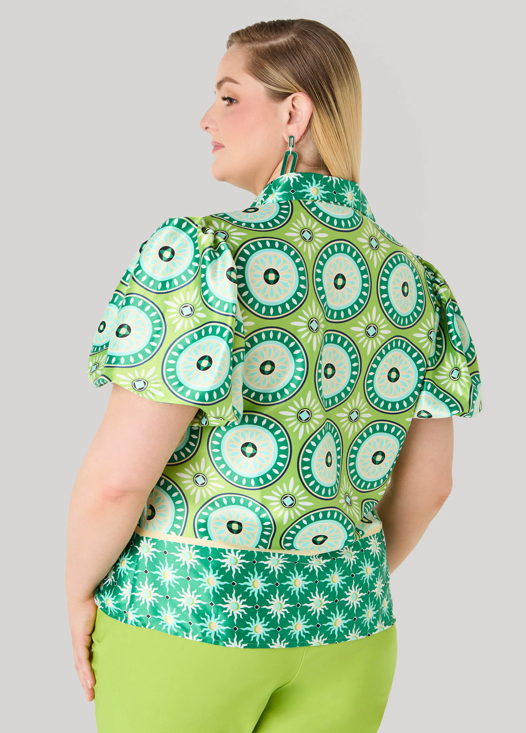 Puff Sleeved Circle Print Shirt - Image 2