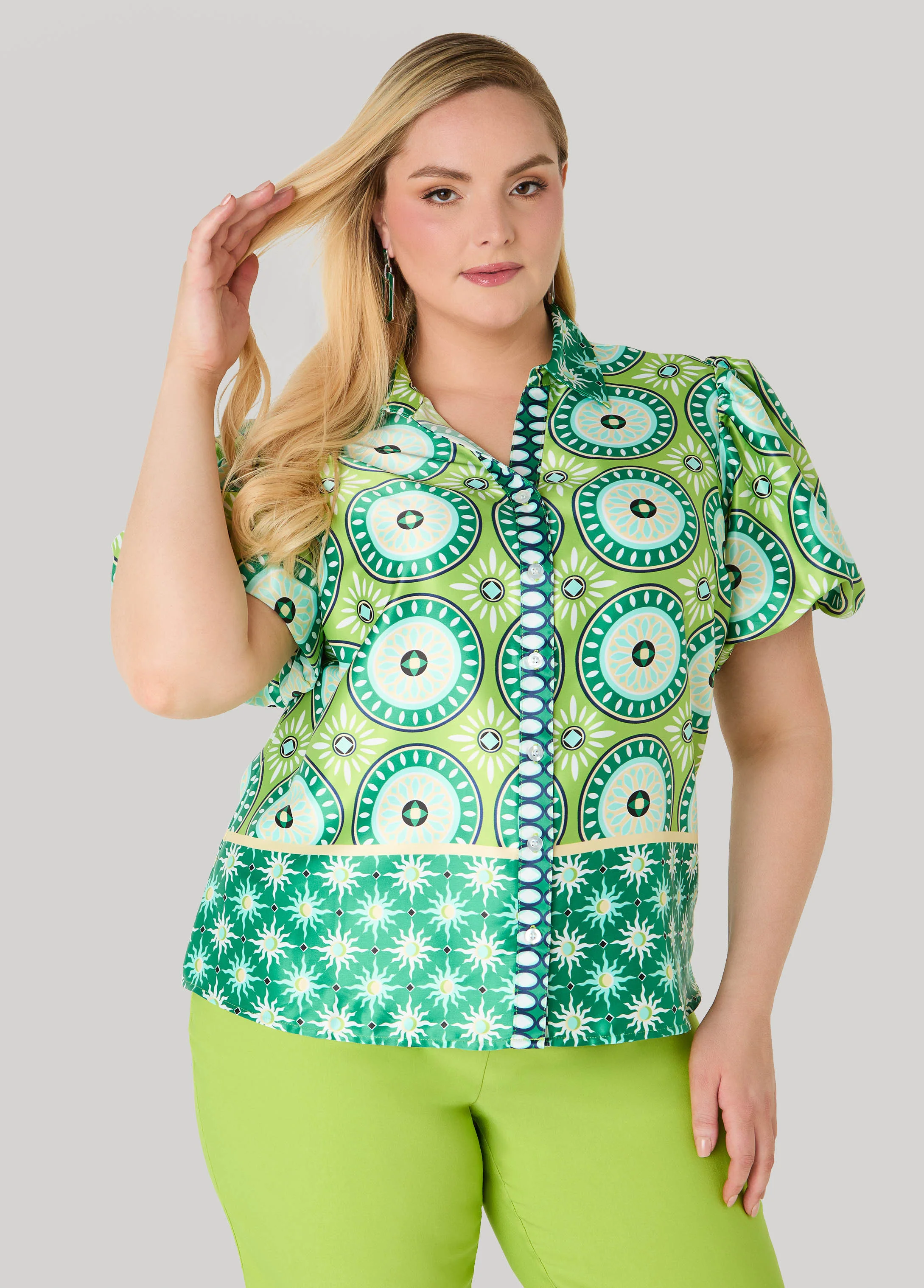 Puff Sleeved Circle Print Shirt - Image 3
