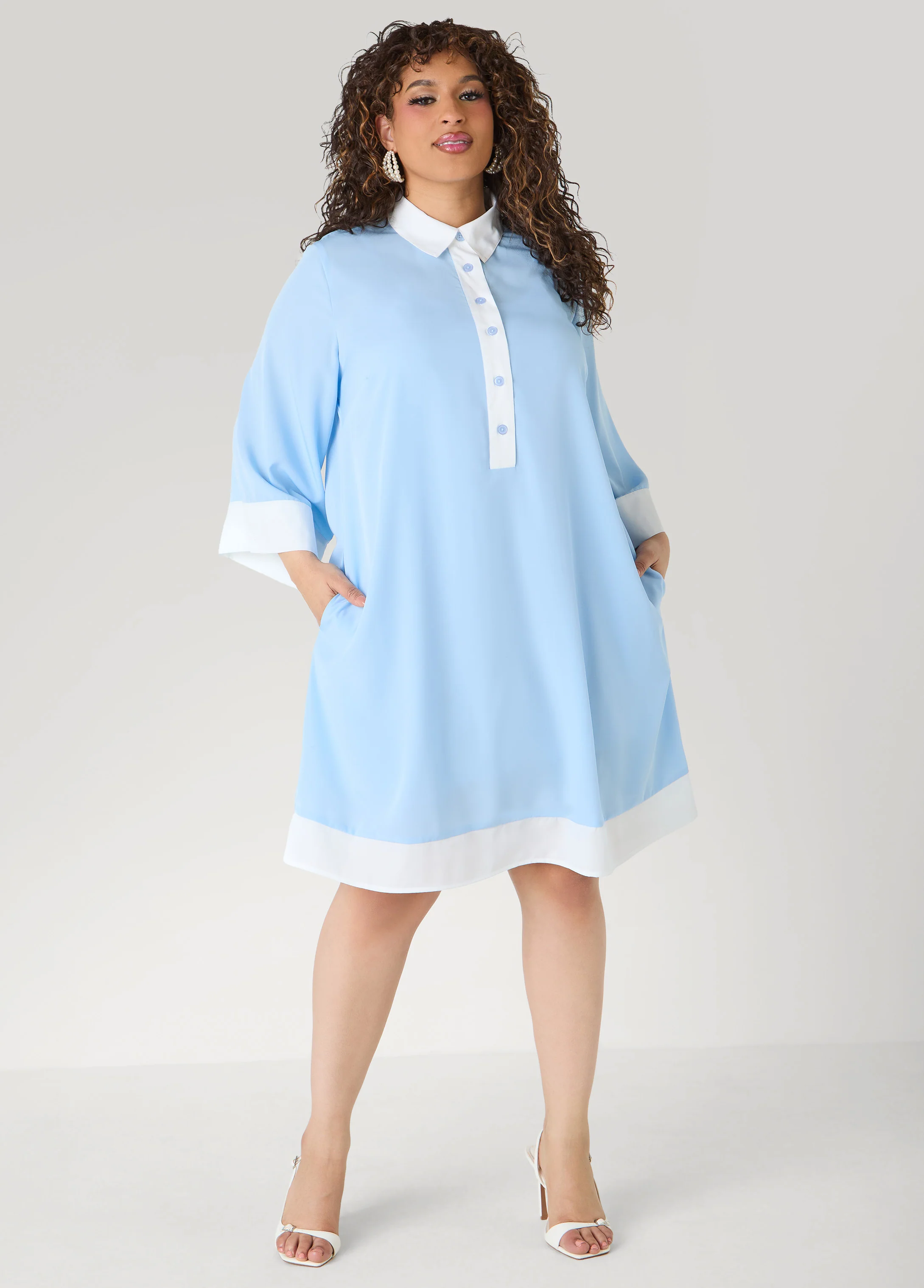 Two Tone Swing Shirtdress - Image 3
