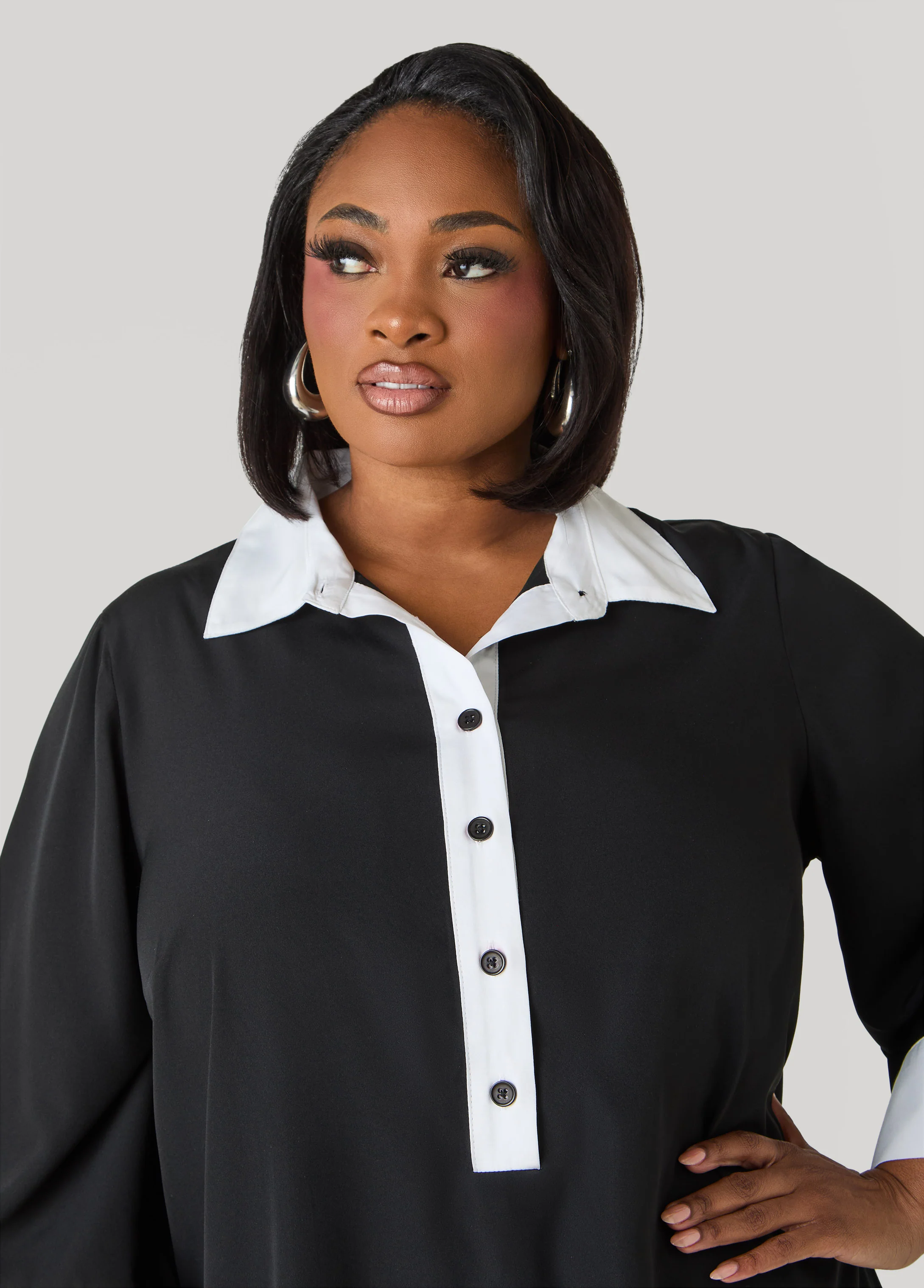 Two Tone Swing Shirtdress - Image 8