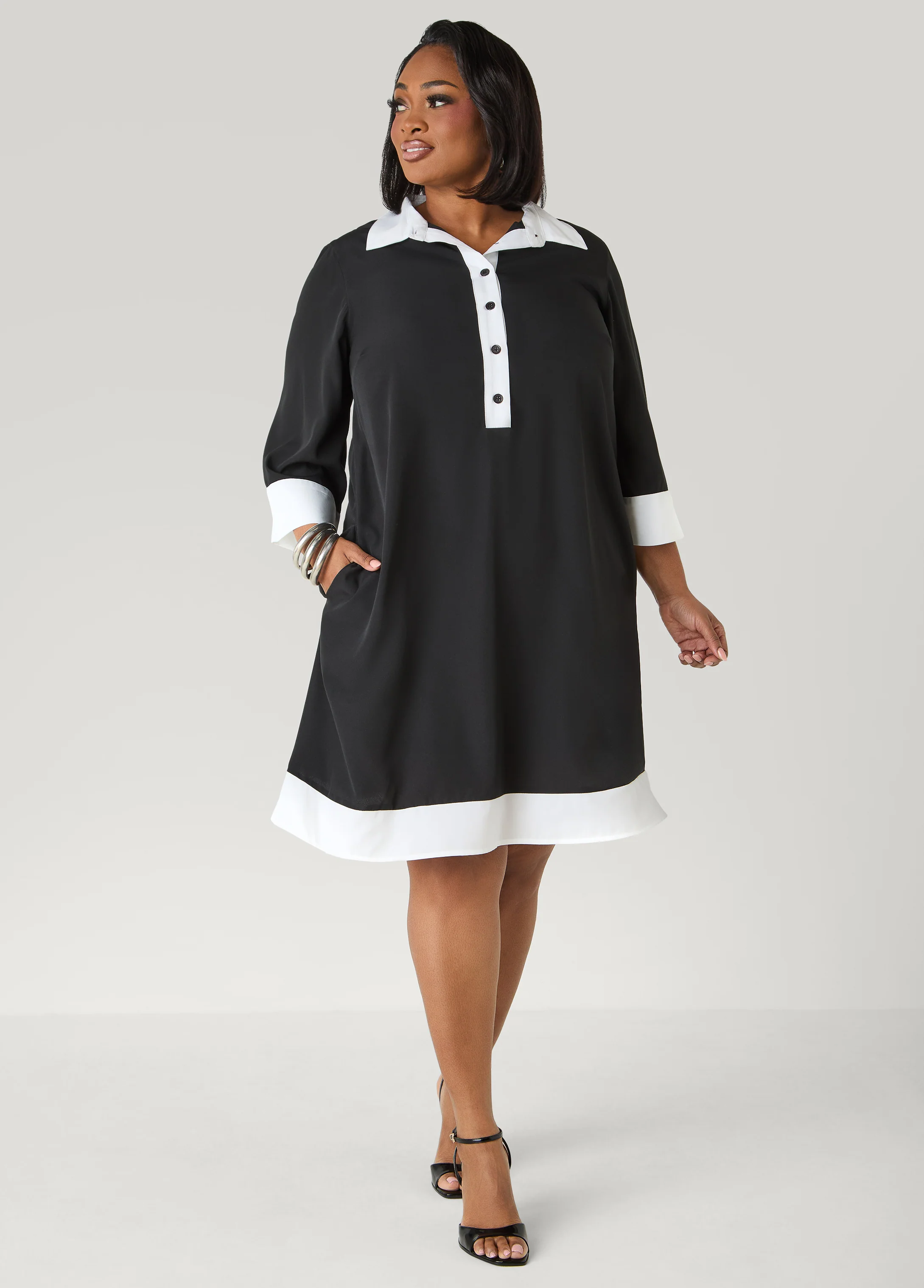 Two Tone Swing Shirtdress - Image 9