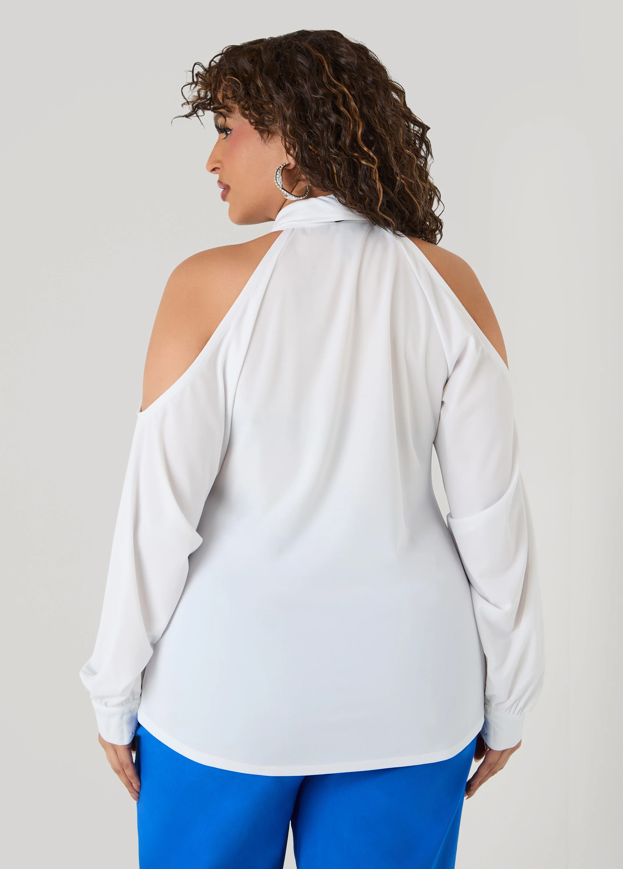 Cold Shoulder Tie Shirt - Image 2