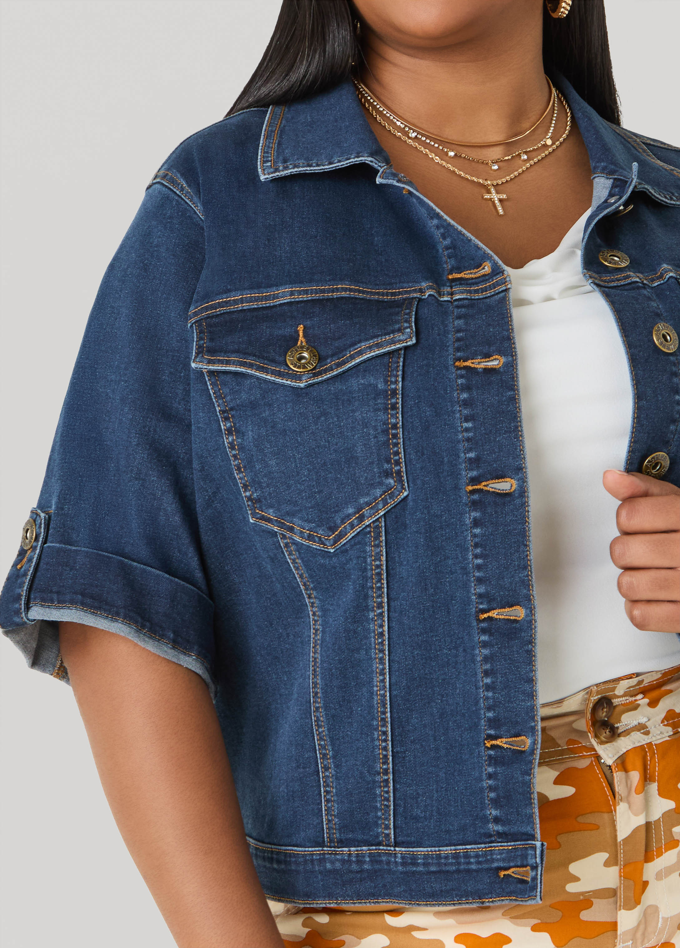 Cuffed Denim Jacket - Image 8