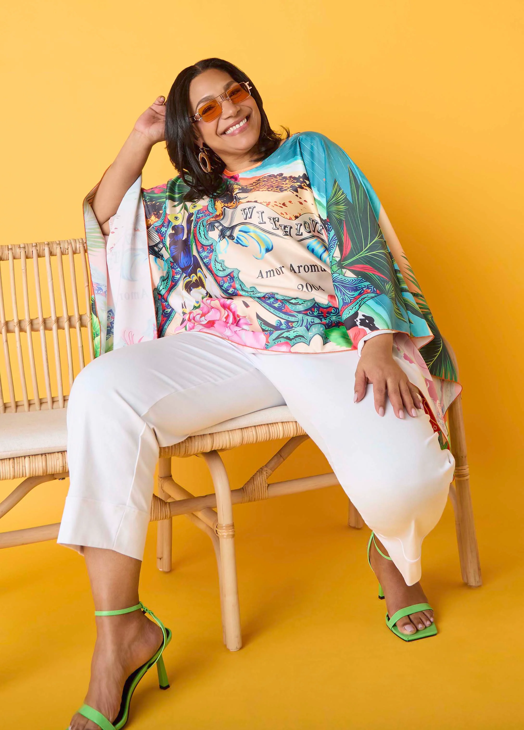 Postcard Print Satin Tunic - Image 4