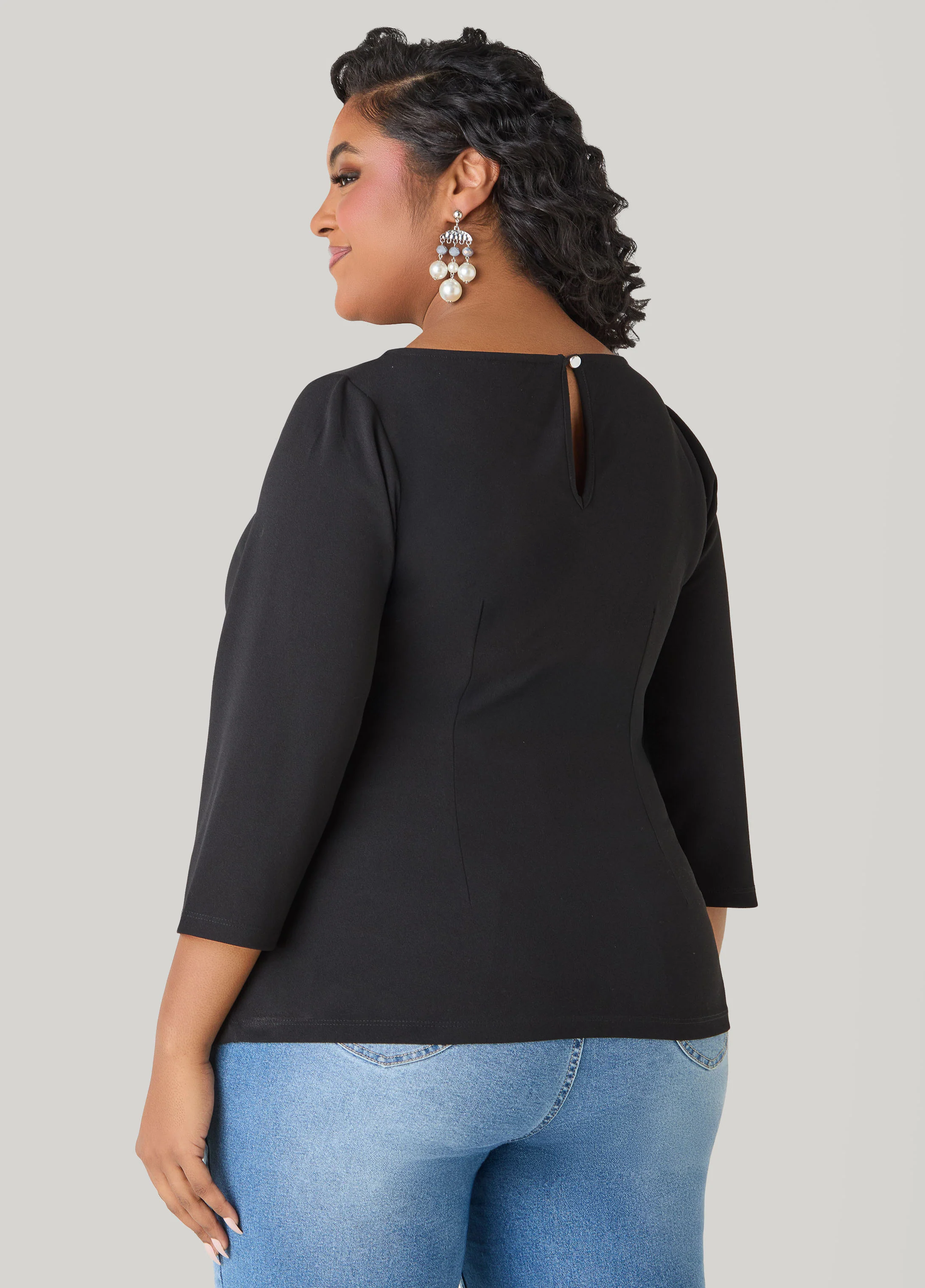 Knotted Detail Boat Neck Top - Image 2