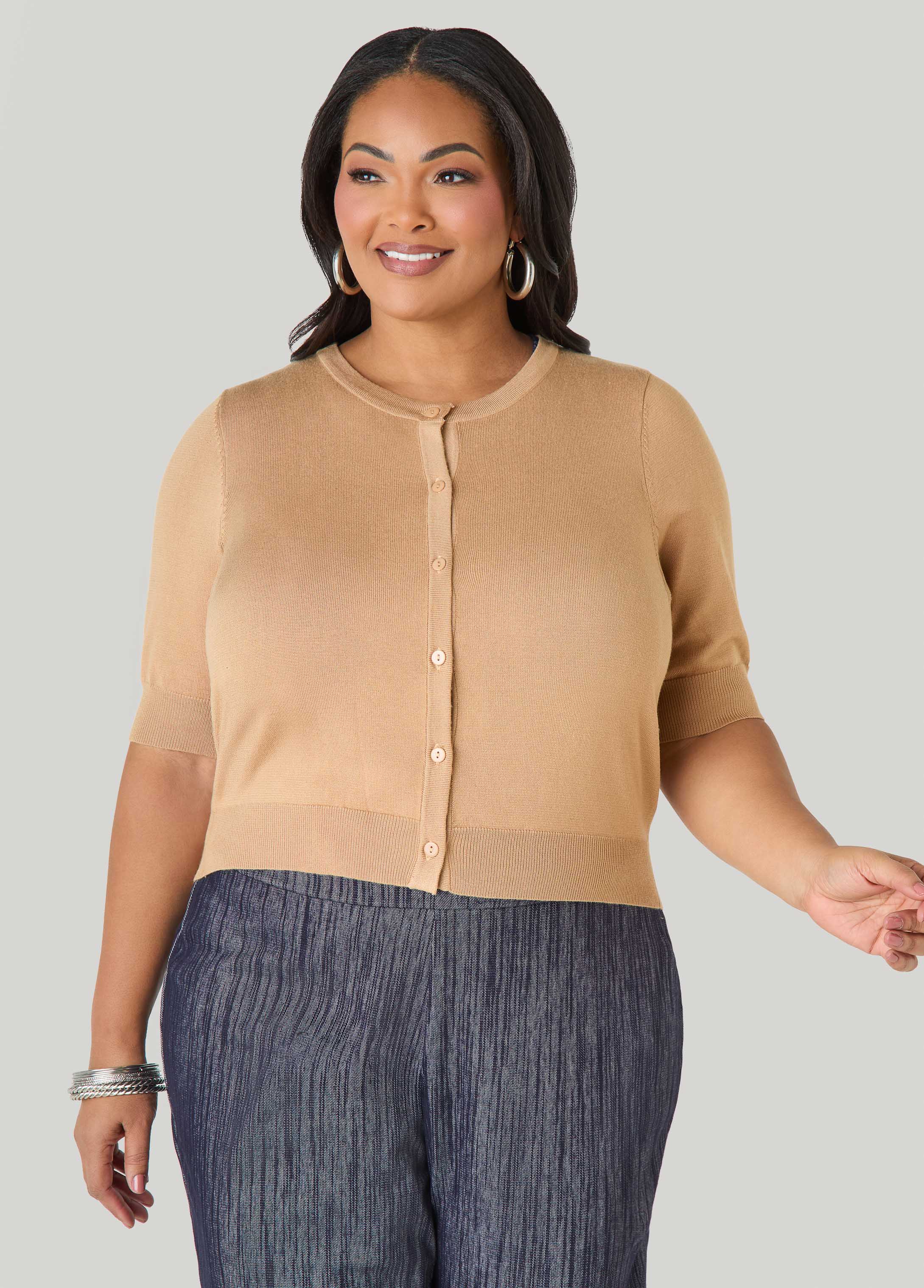 Cropped Knit Cardigan - Image 16