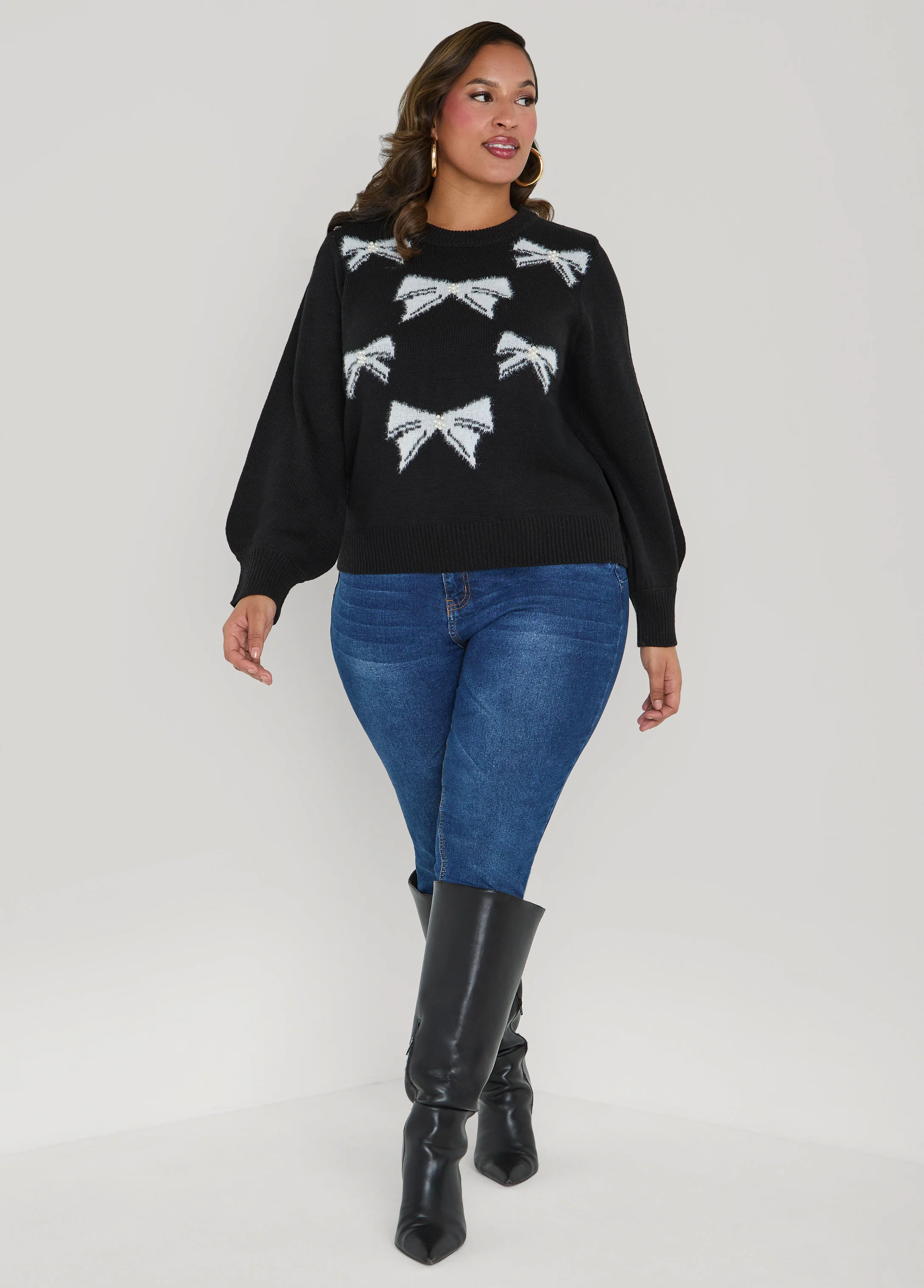 Faux Pearl Bow Sweater - Image 3