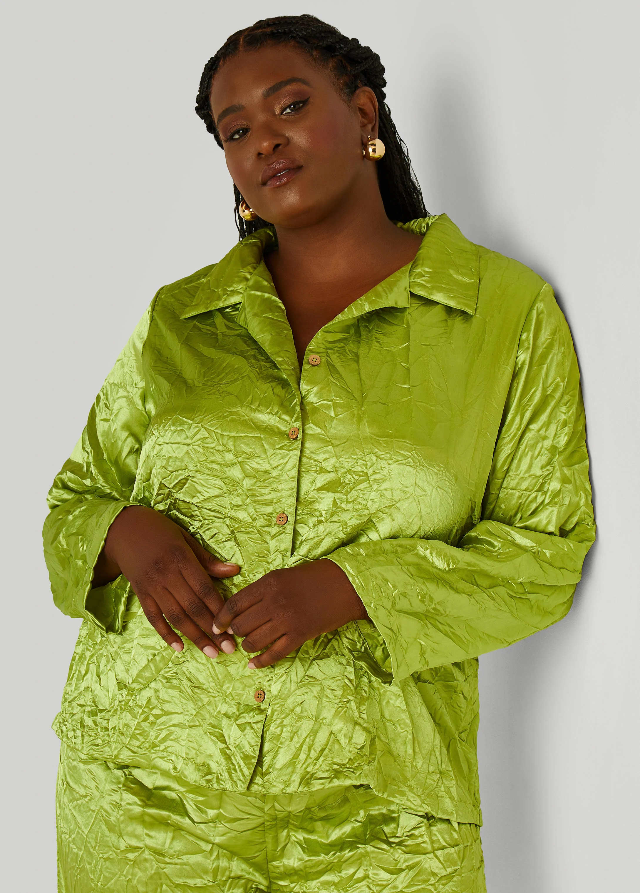 Crinkled Satin Shirt - Image 3