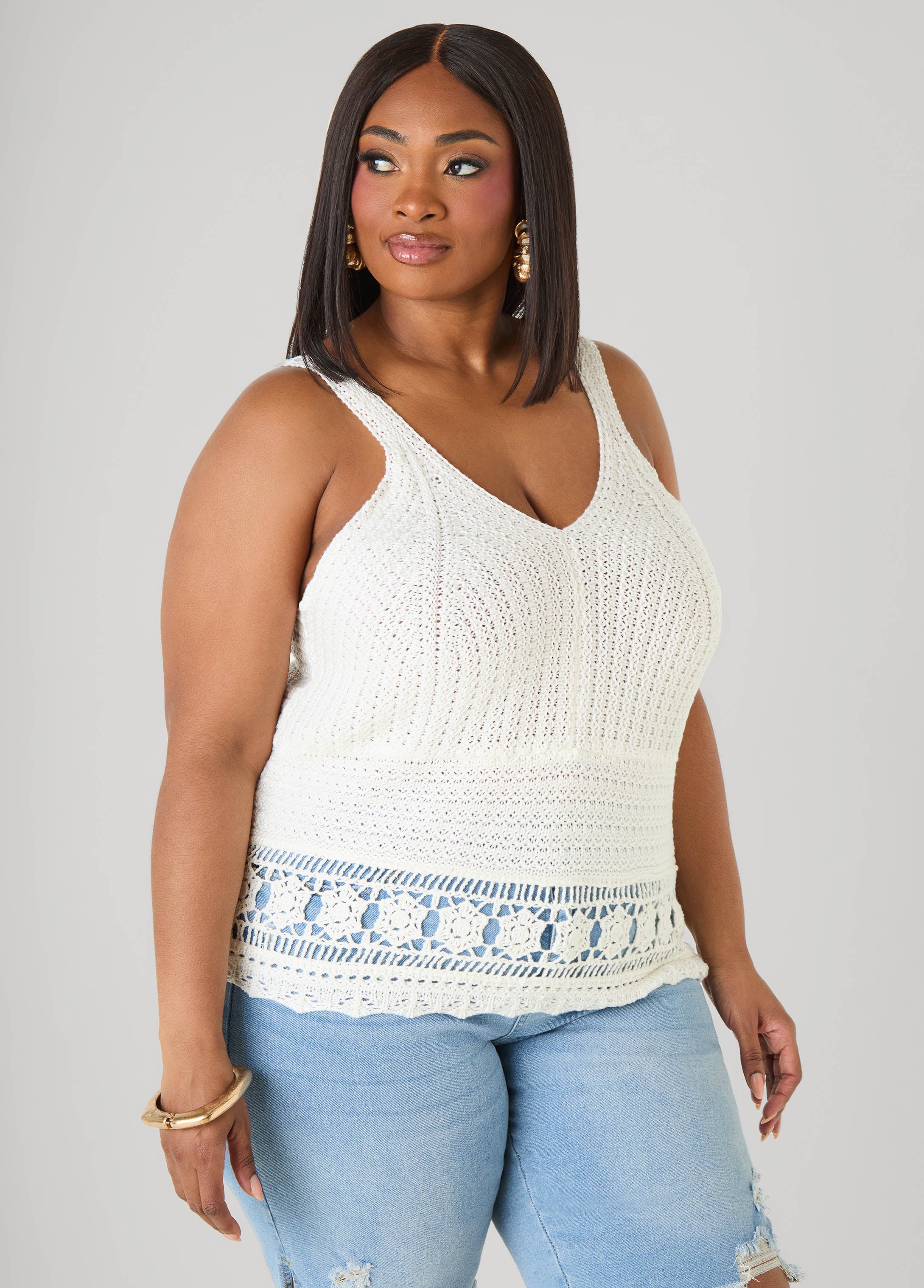 Crochet V Neck Top - Image 3