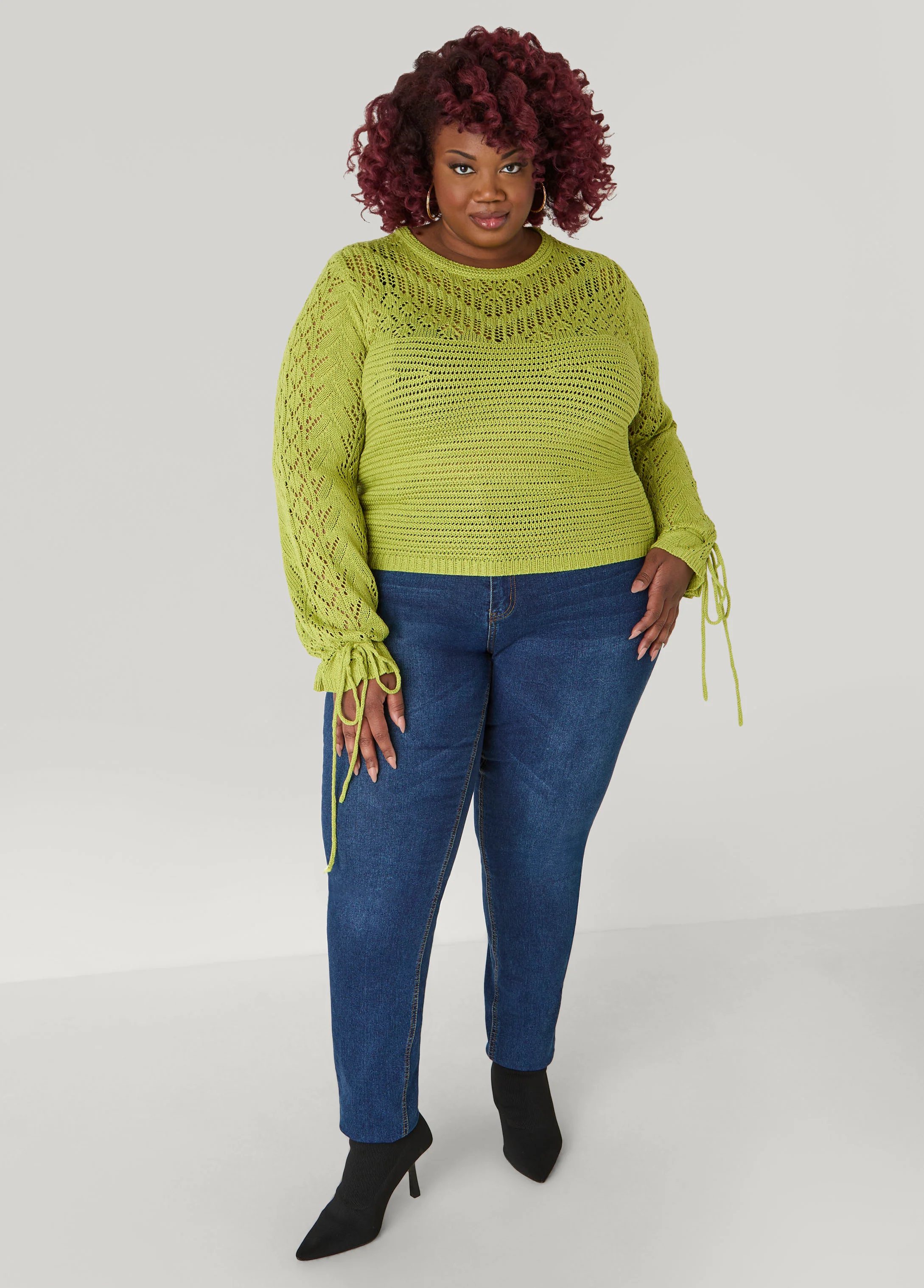 Drawstring Crochet Sweater - Image 3