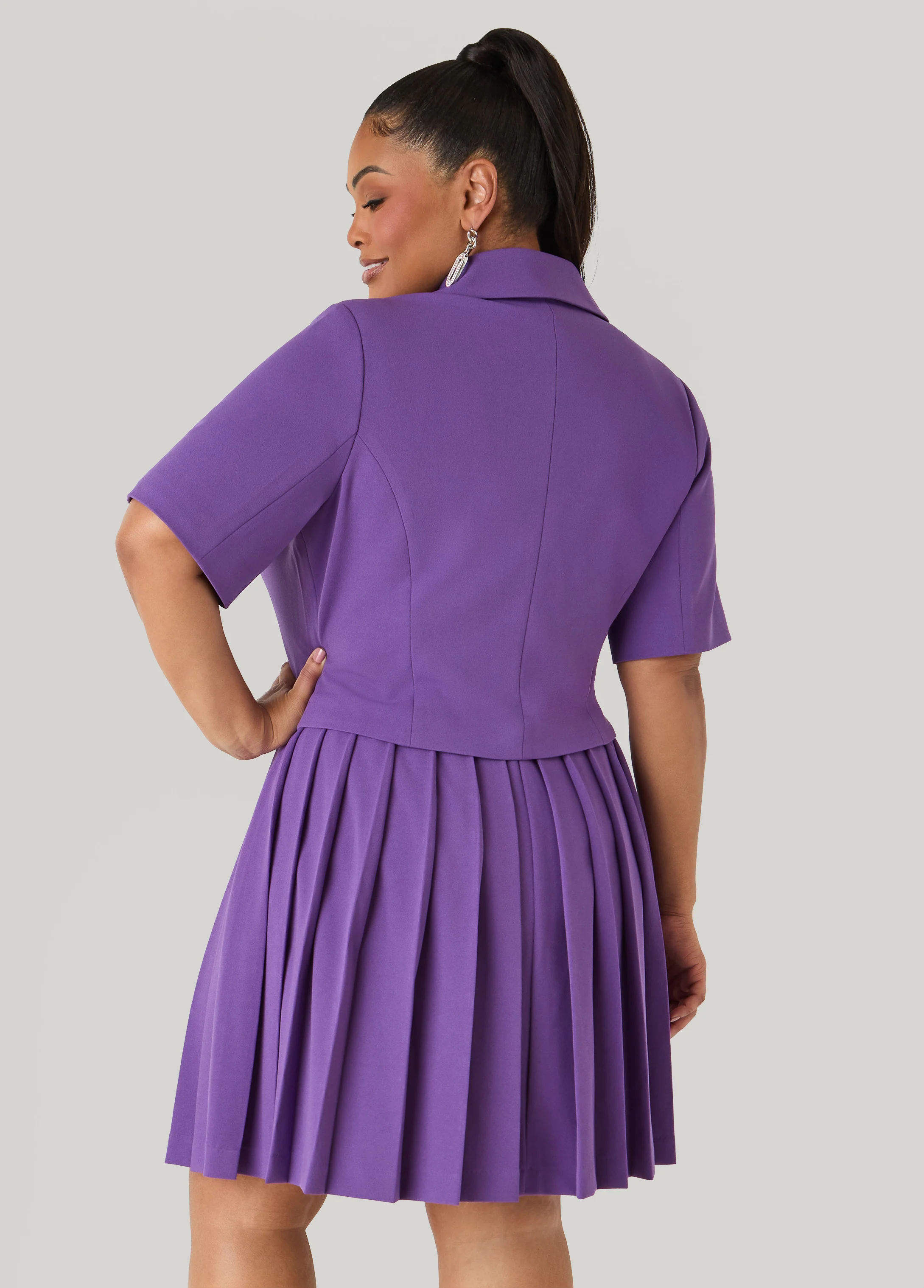 Cropped Button Front Blazer - Image 2