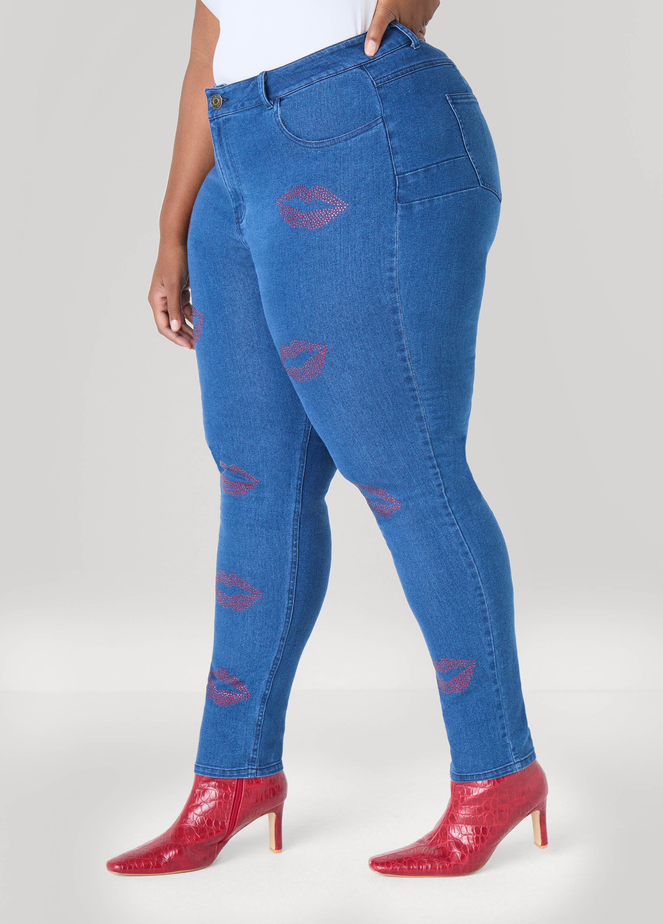 Crystal Lips Skinny Jeans - Image 4