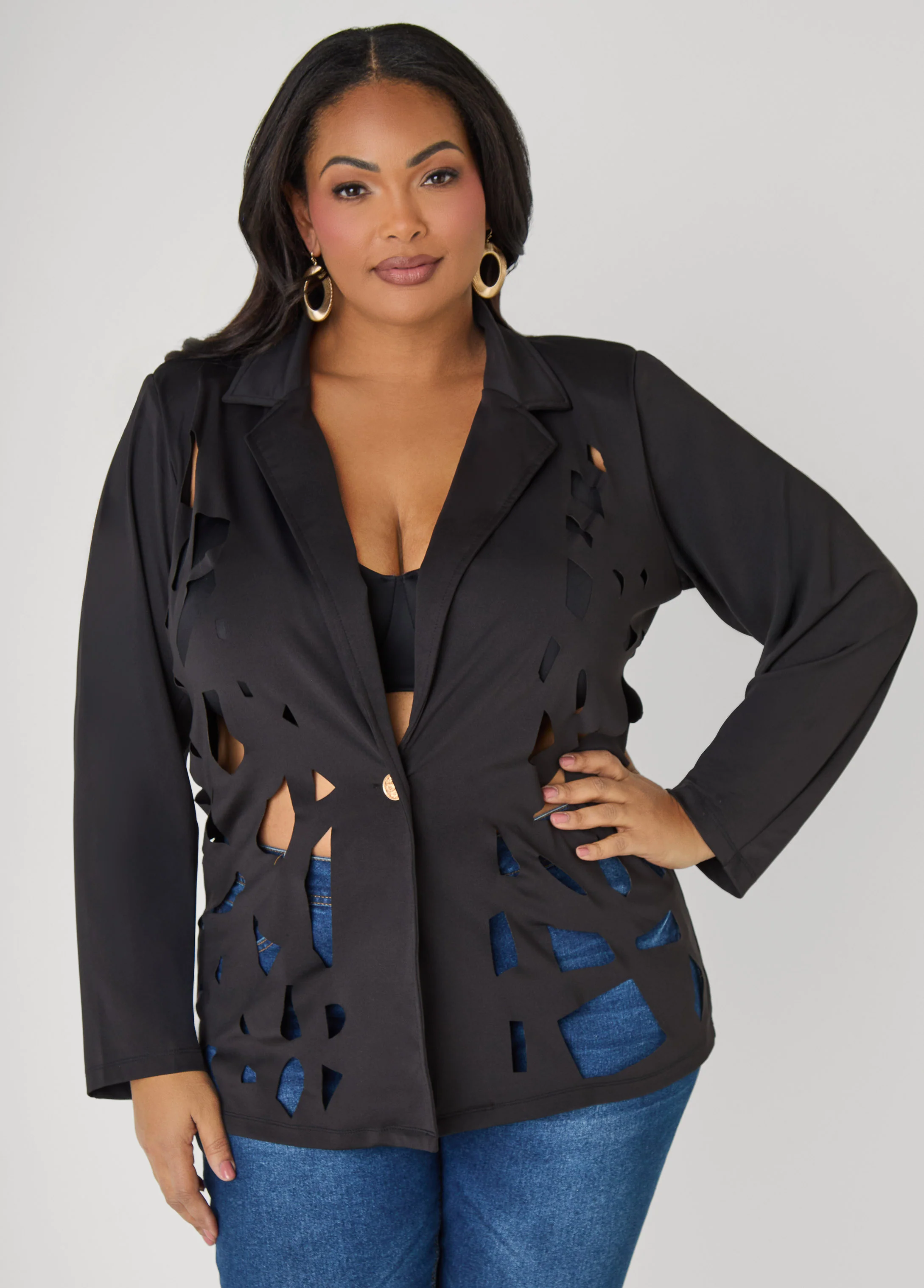 Cutout Knit Blazer - Image 5