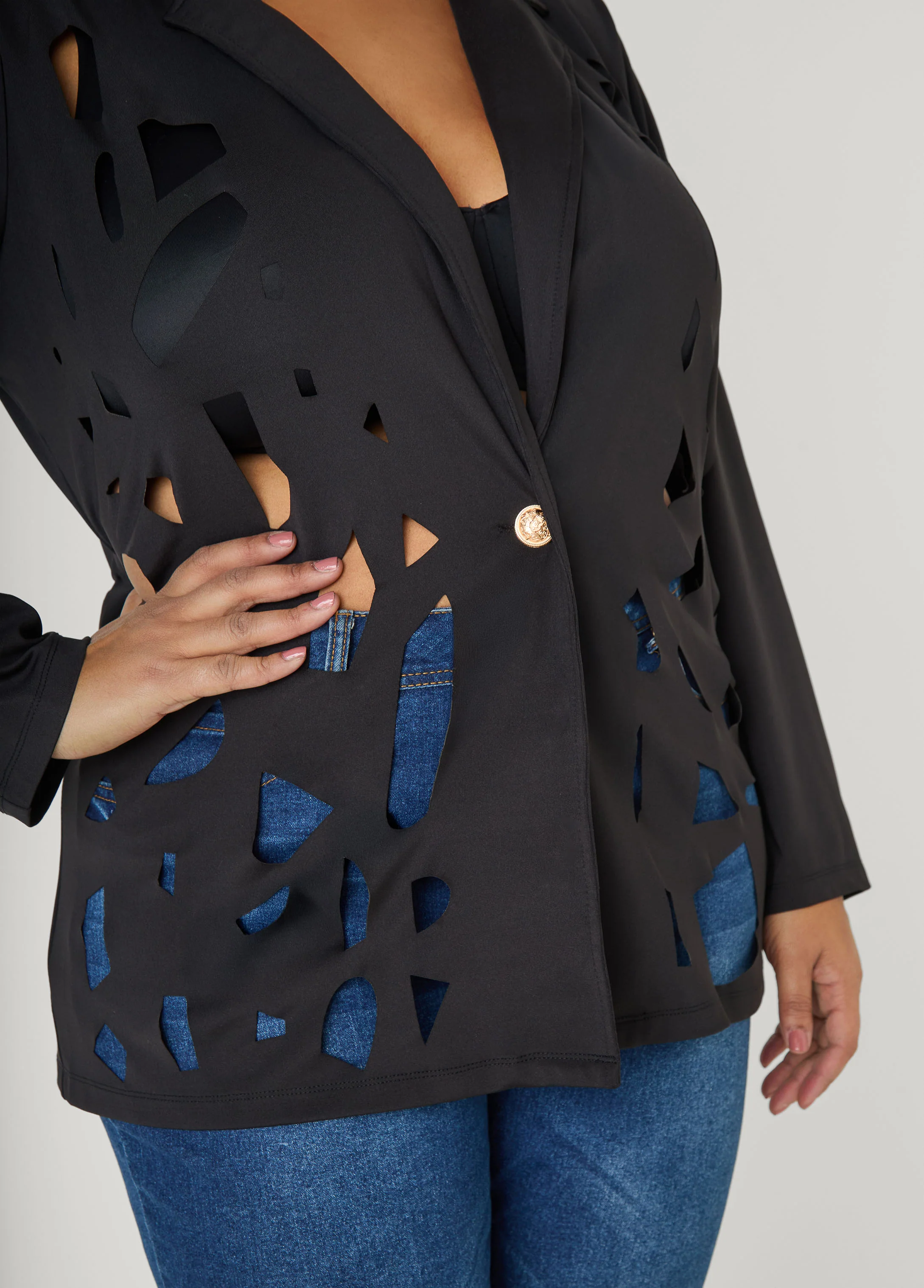 Cutout Knit Blazer - Image 8