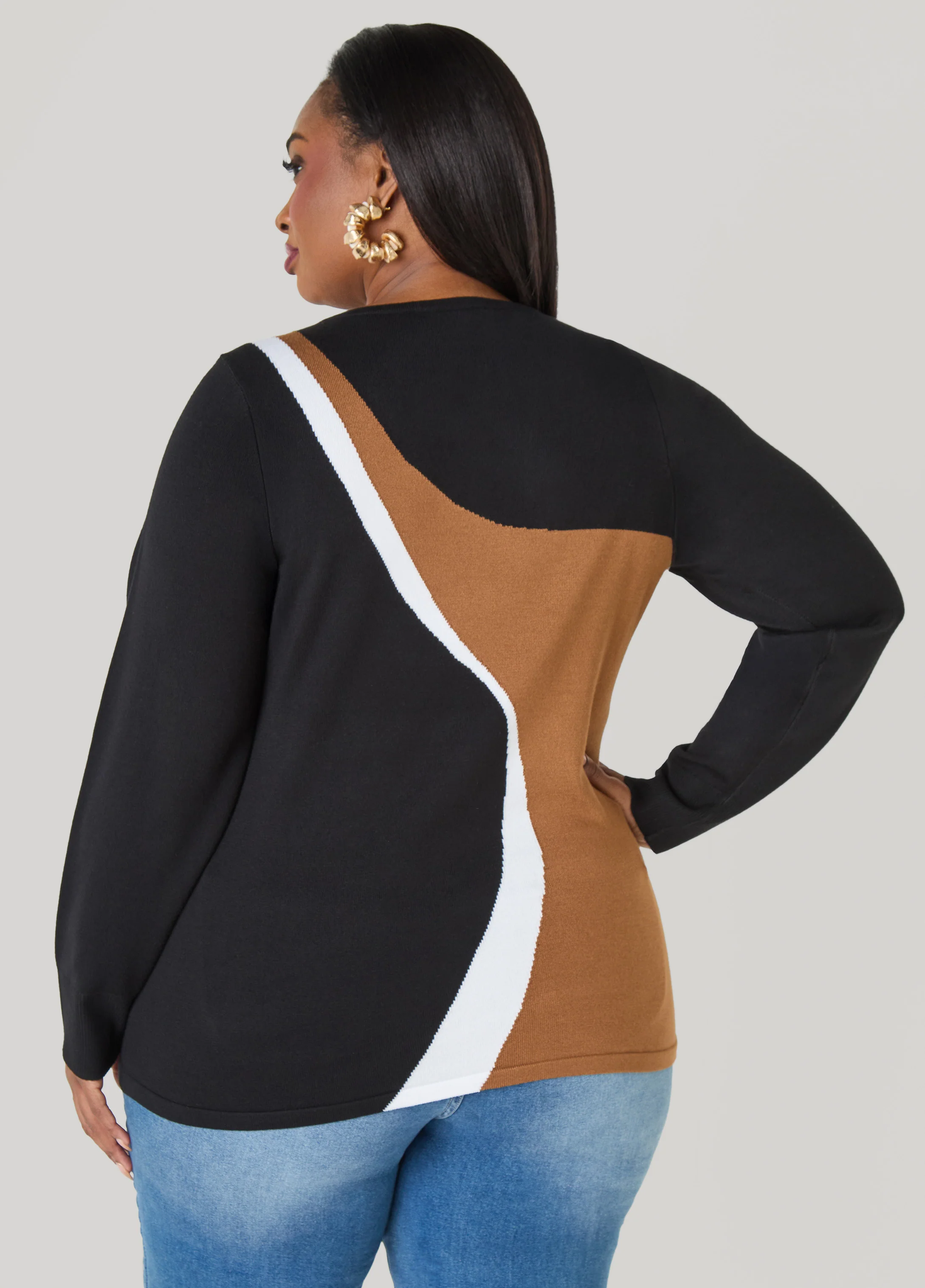 Tri Tone Intarsia Sweater - Image 2