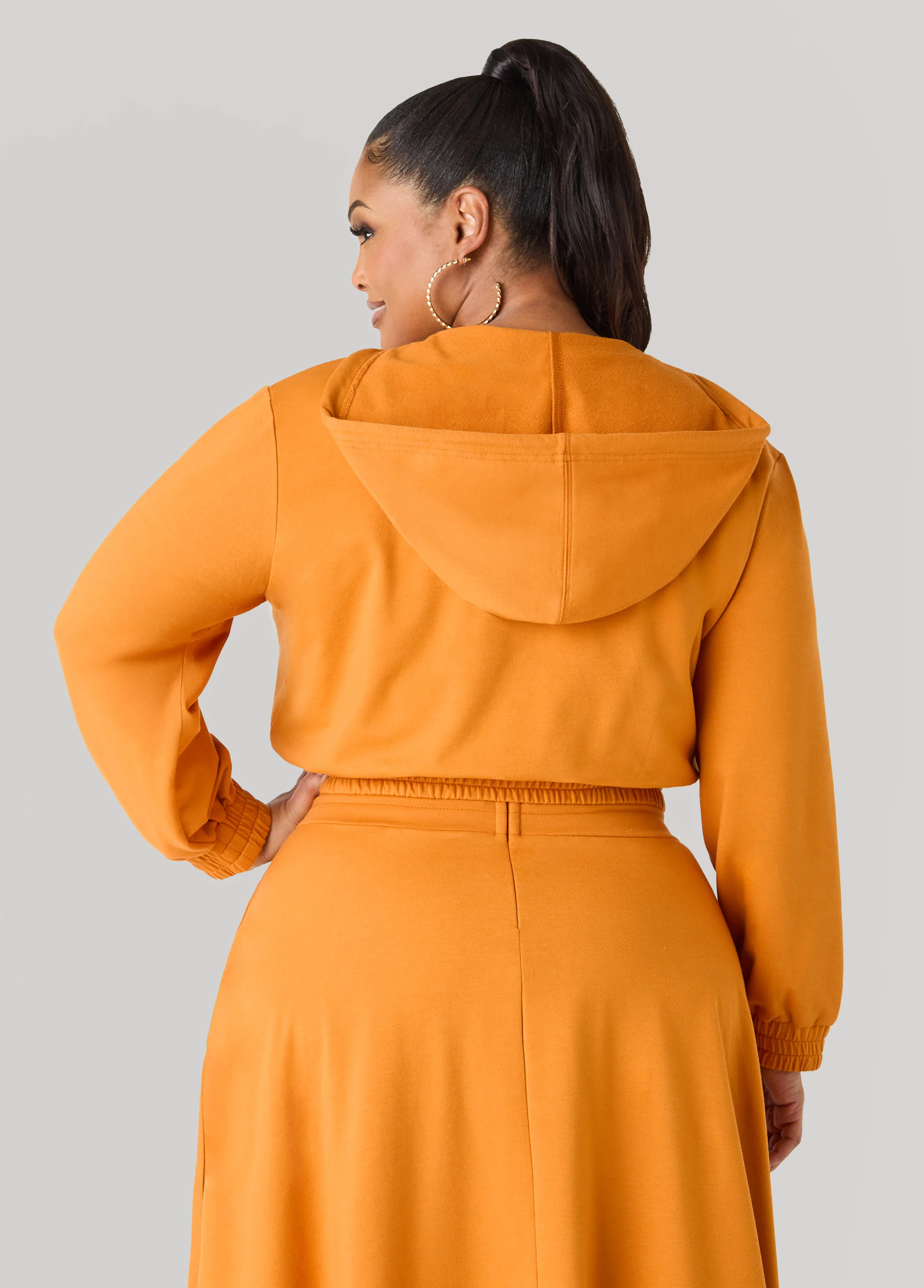 Cropped Faux Wrap Hoodie - Image 2