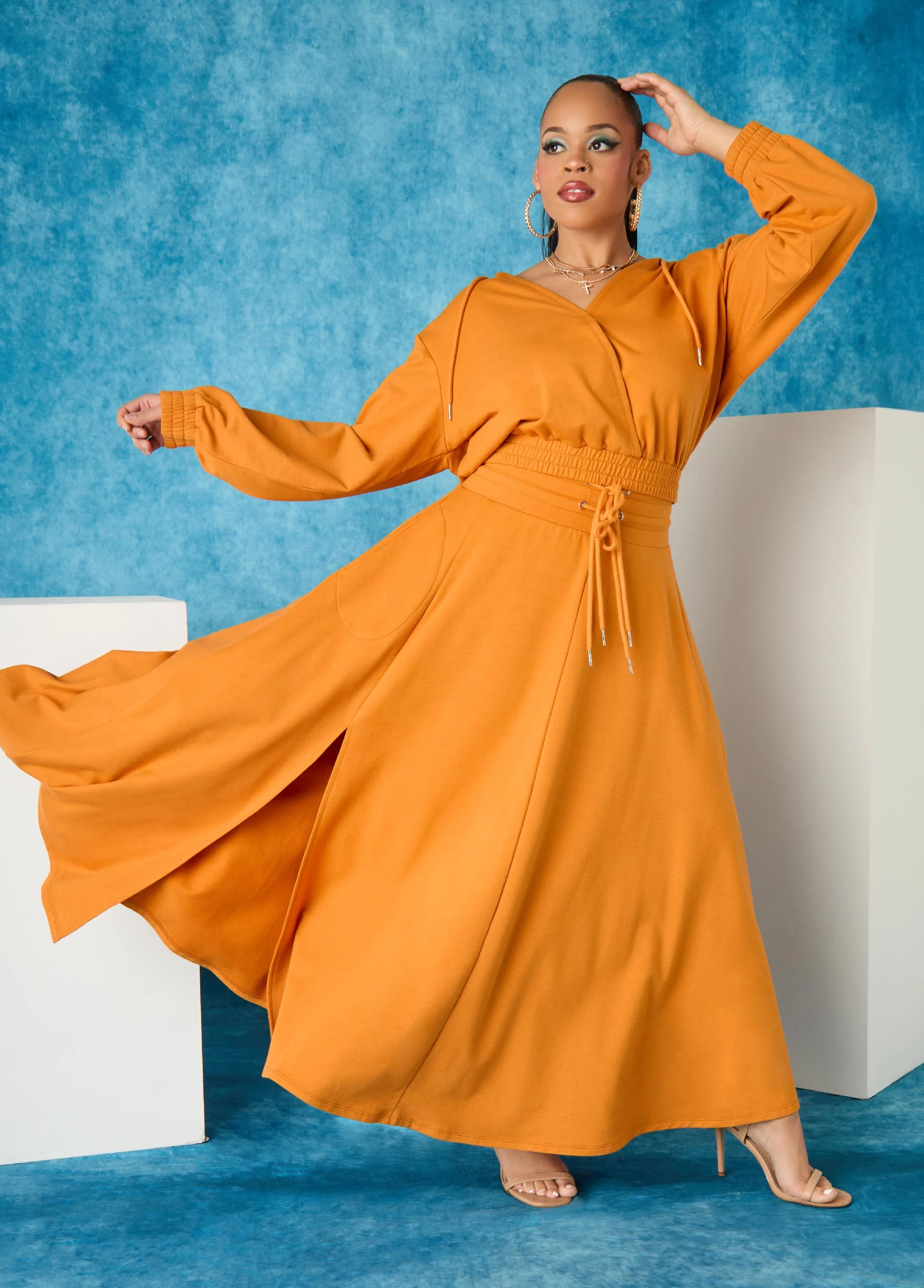 Cropped Faux Wrap Hoodie - Image 4