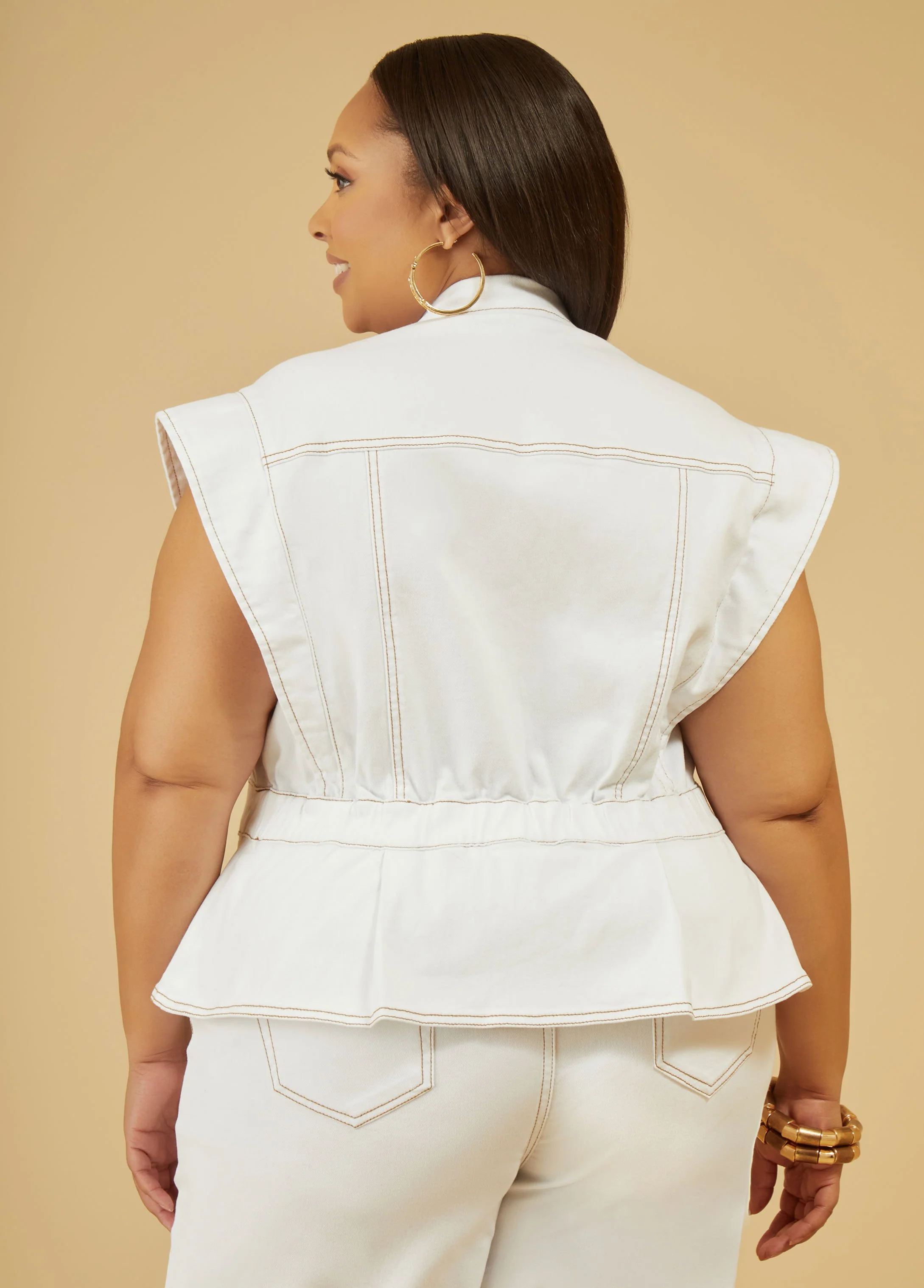 Denim Peplum Vest - Image 2