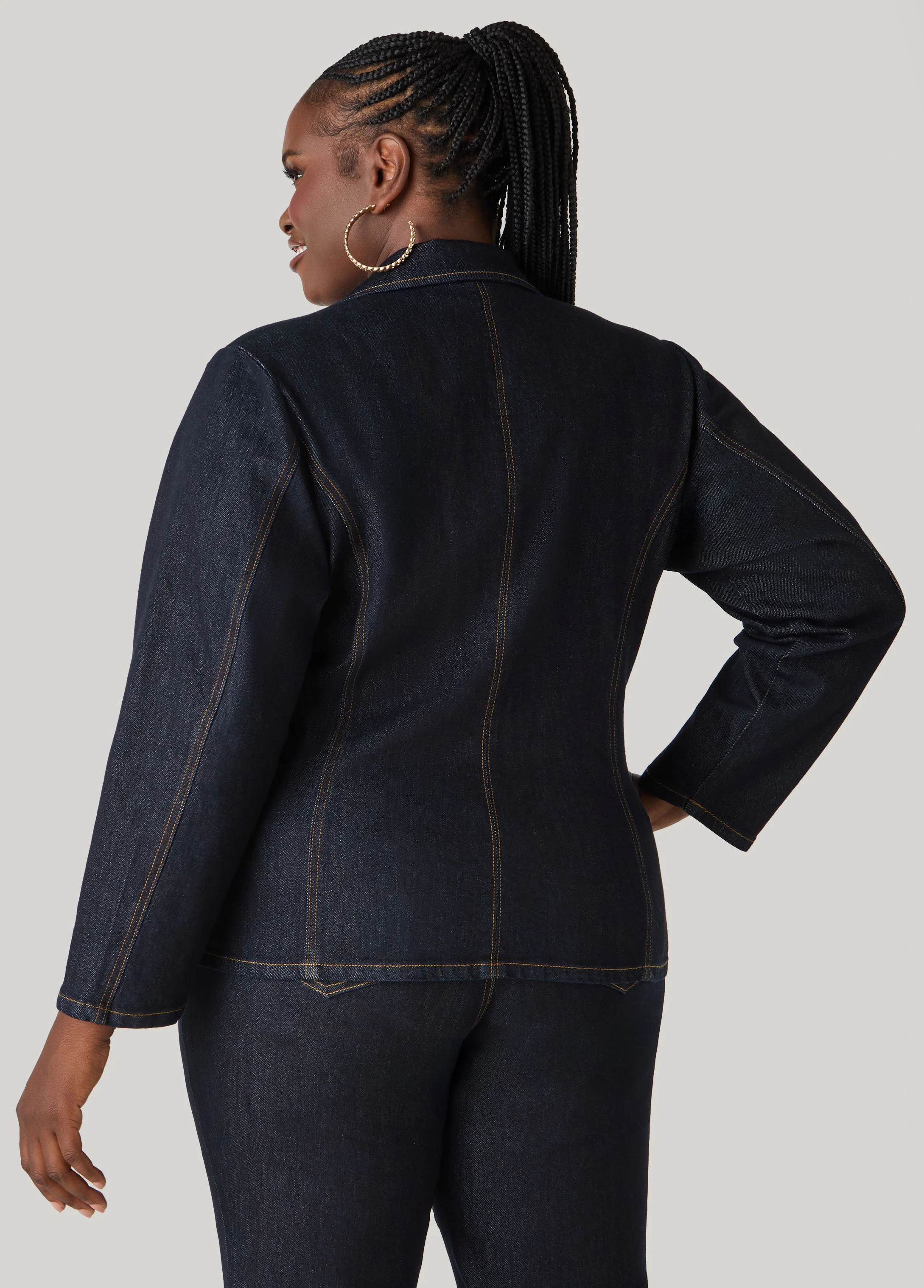 Layered Studded Denim Blazer - Image 4
