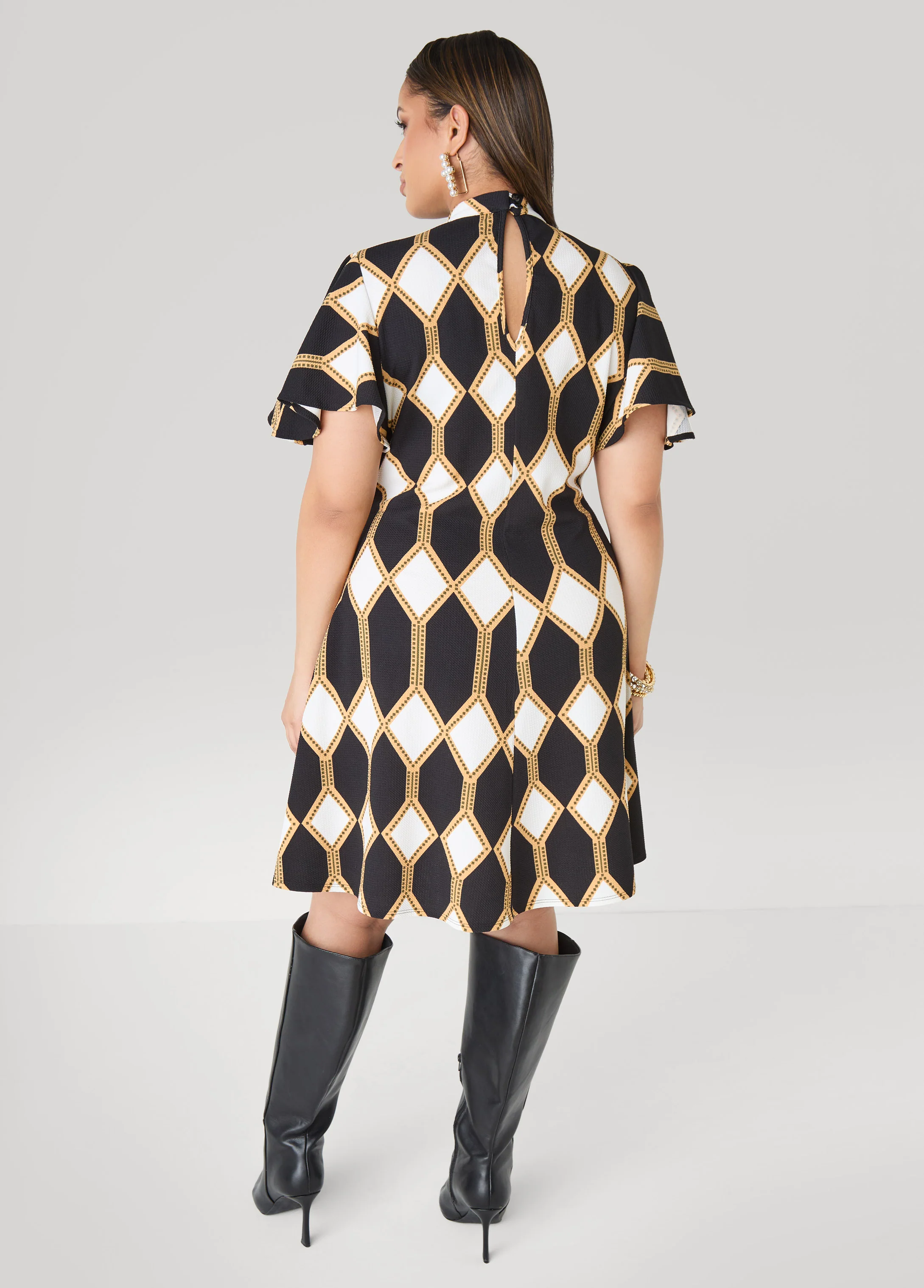 Diamond Print A Line Dress - Image 2