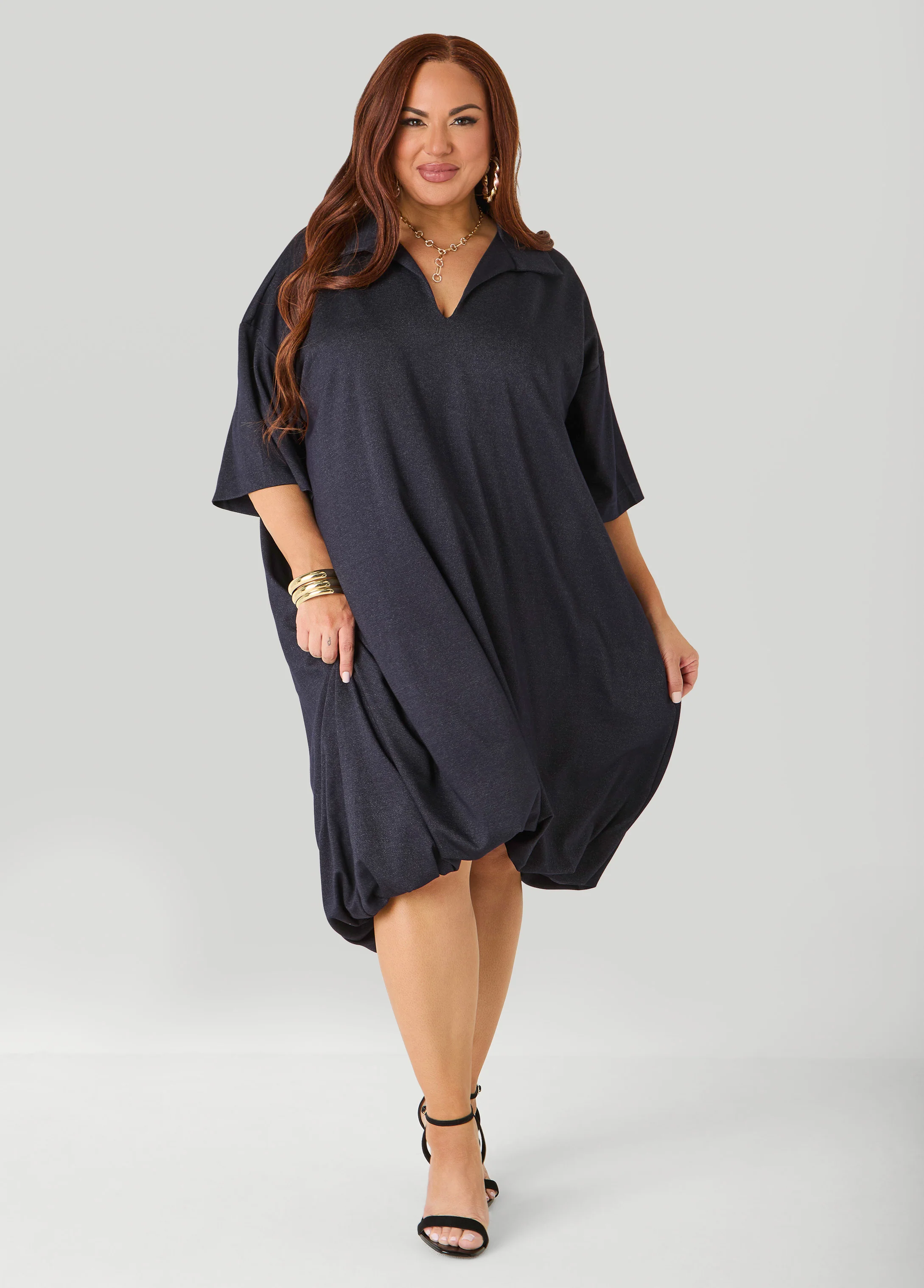 Denim Hi Low Bubble Dress - Image 3