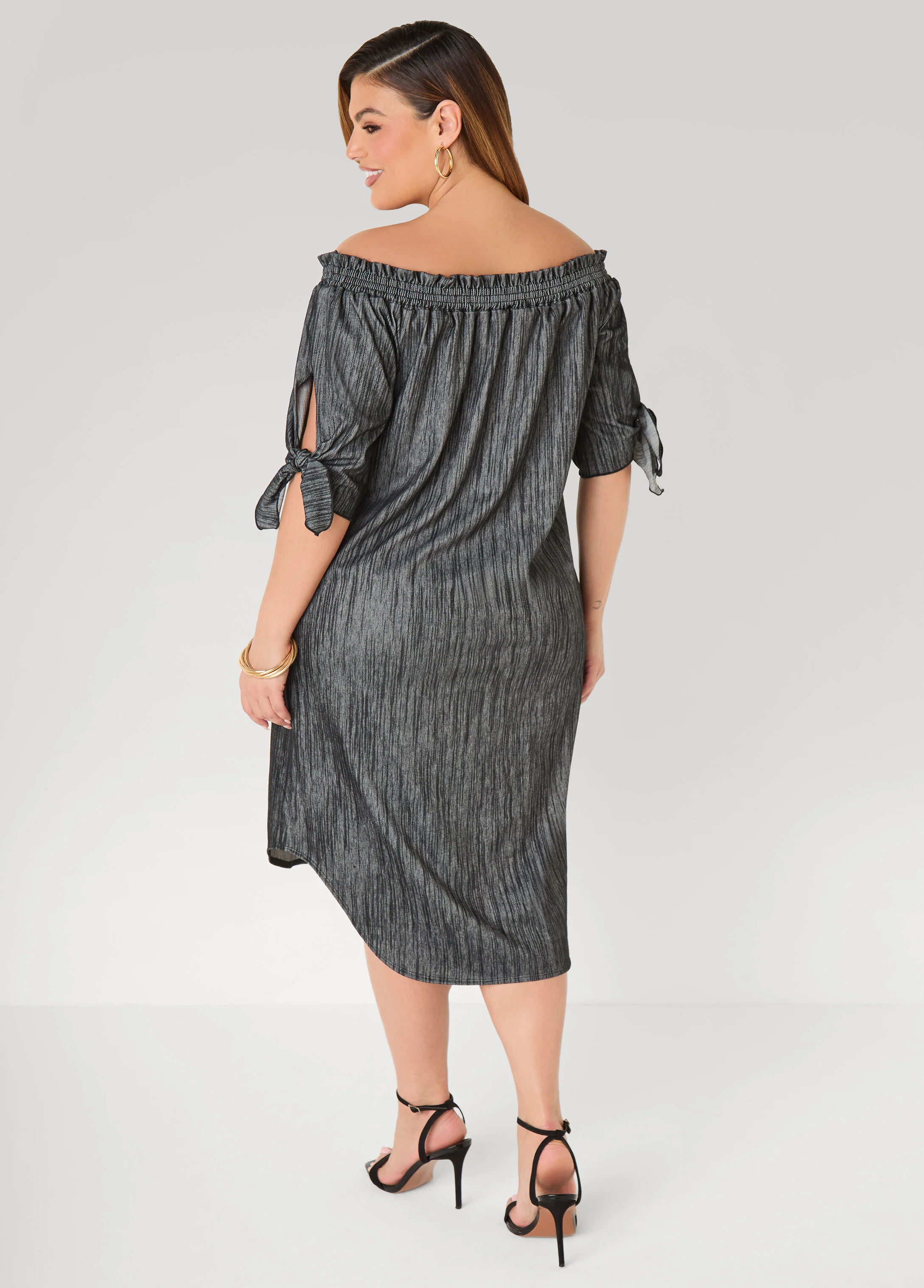 Off The Shoulder Denim Dress - Image 2