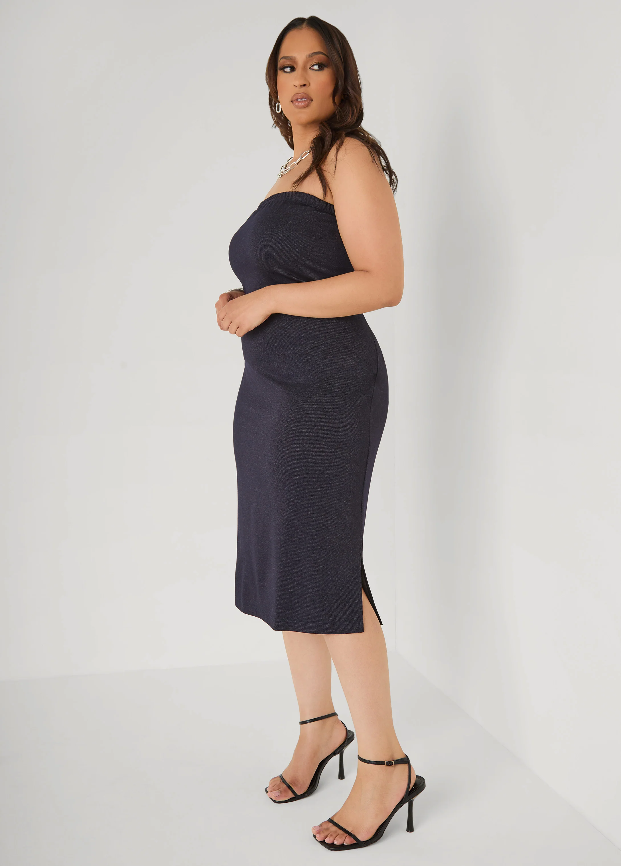 Denim Midi Tube Dress - Image 4