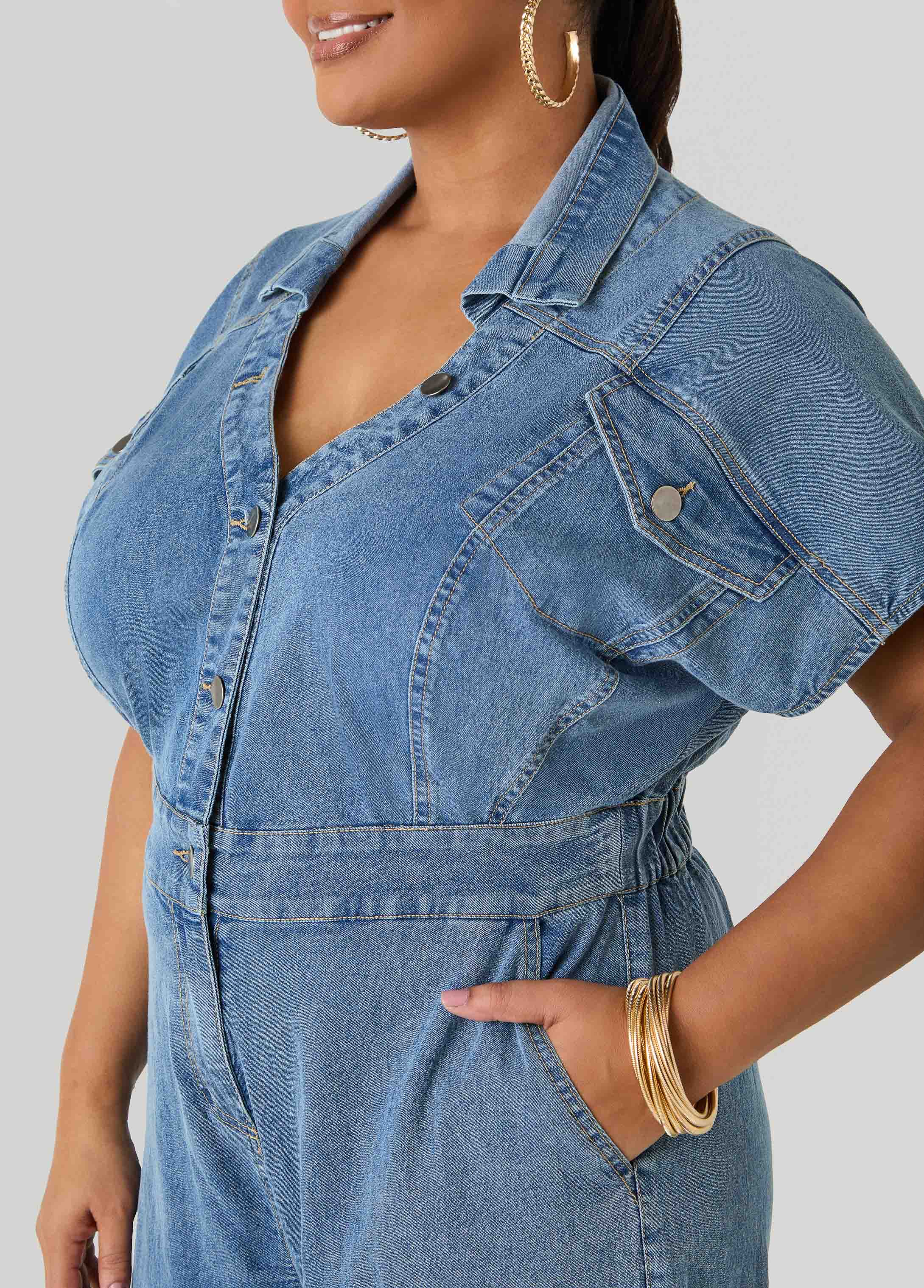 Tall Frayed Denim Wide Leg Jumpsuit - Image 4