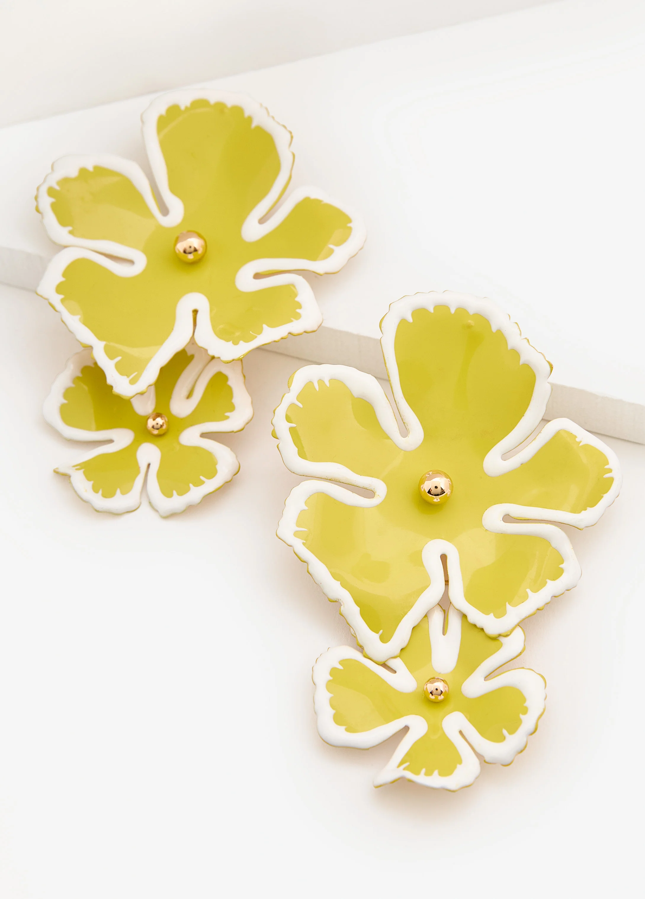 Painted Flower Dangle Earrings - Image 2