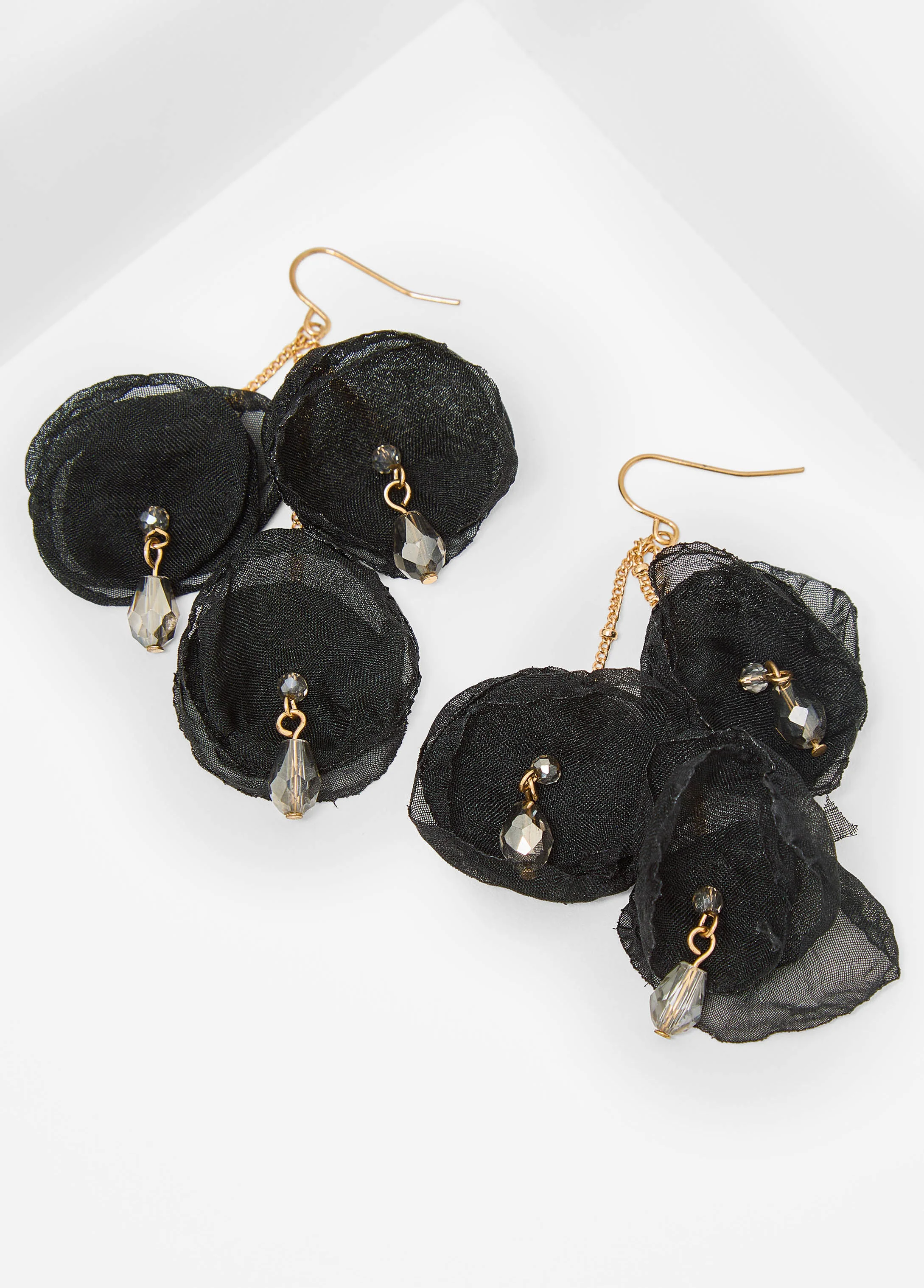 Bead Embellished Flower Earrings - Image 2