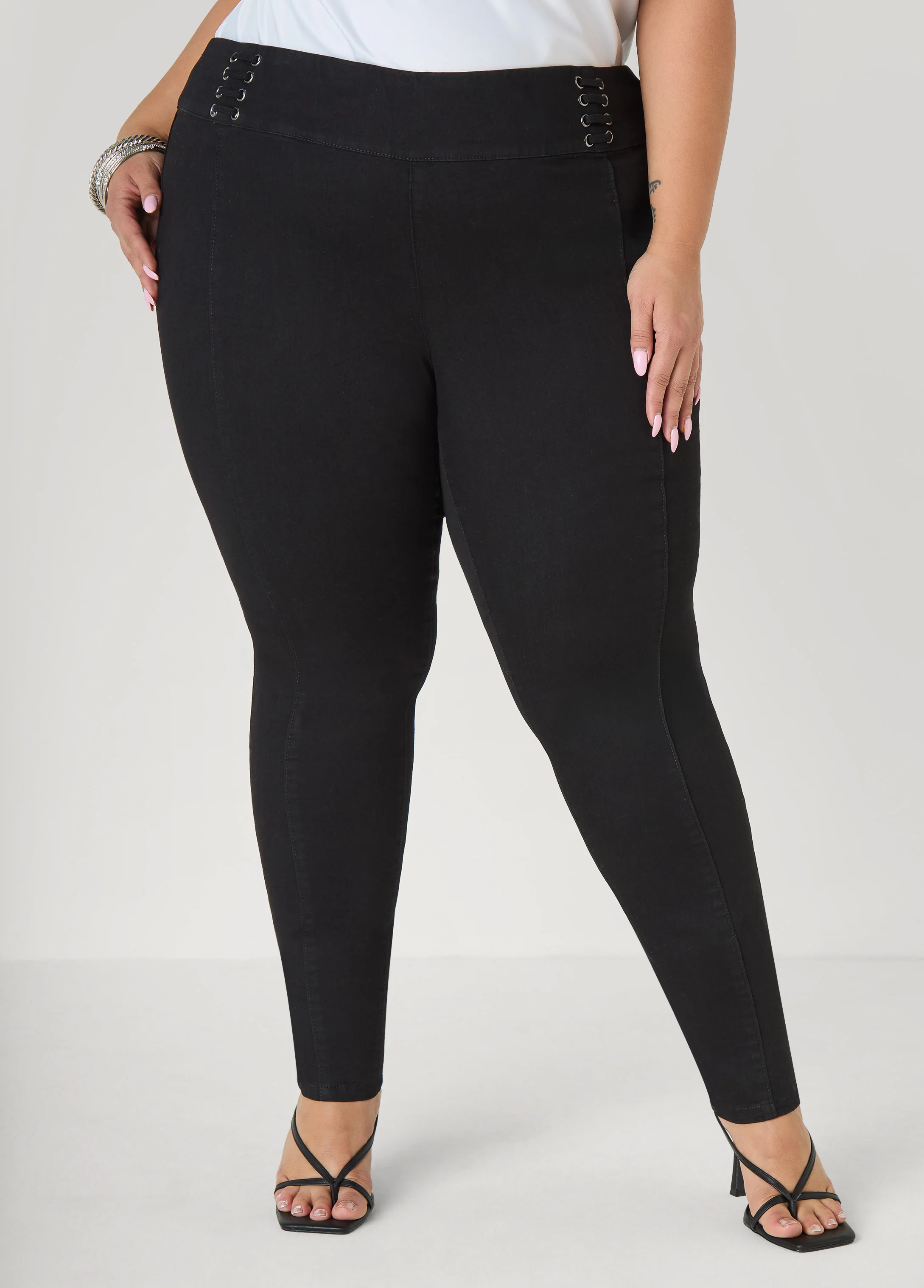 Pintucked Lace Up Jeans - Image 5