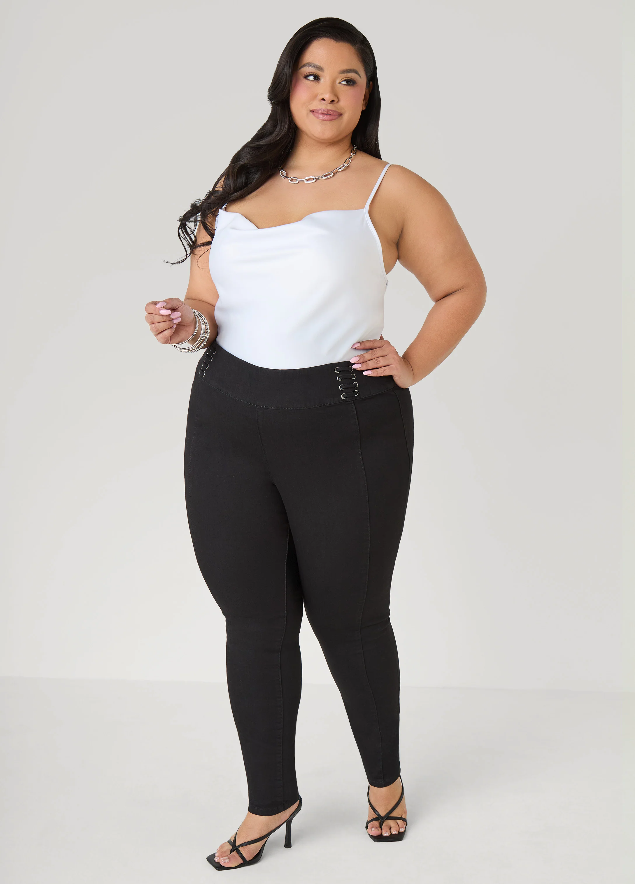 Pintucked Lace Up Jeans - Image 7