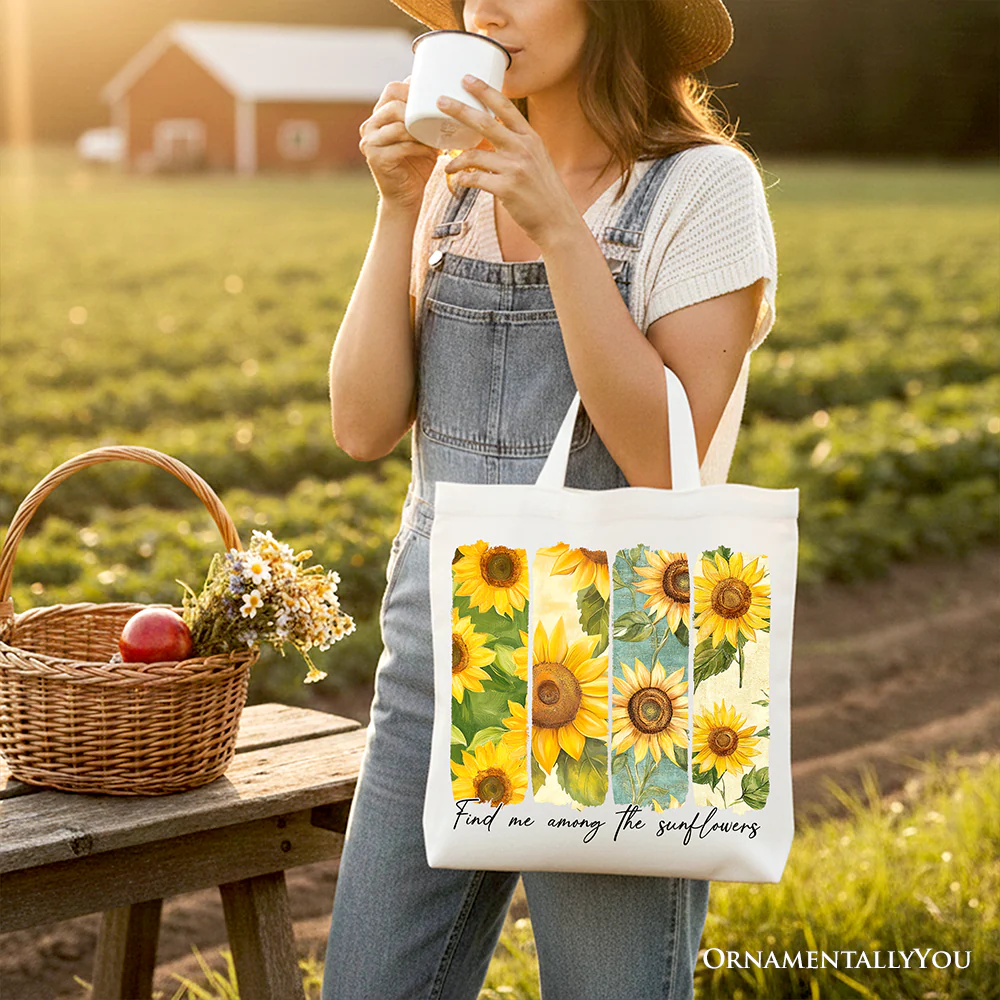 Among the Sunflowers Canvas Tote Bag - Image 2