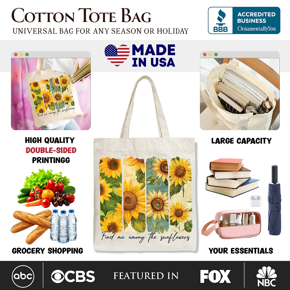 Among the Sunflowers Canvas Tote Bag - Image 4