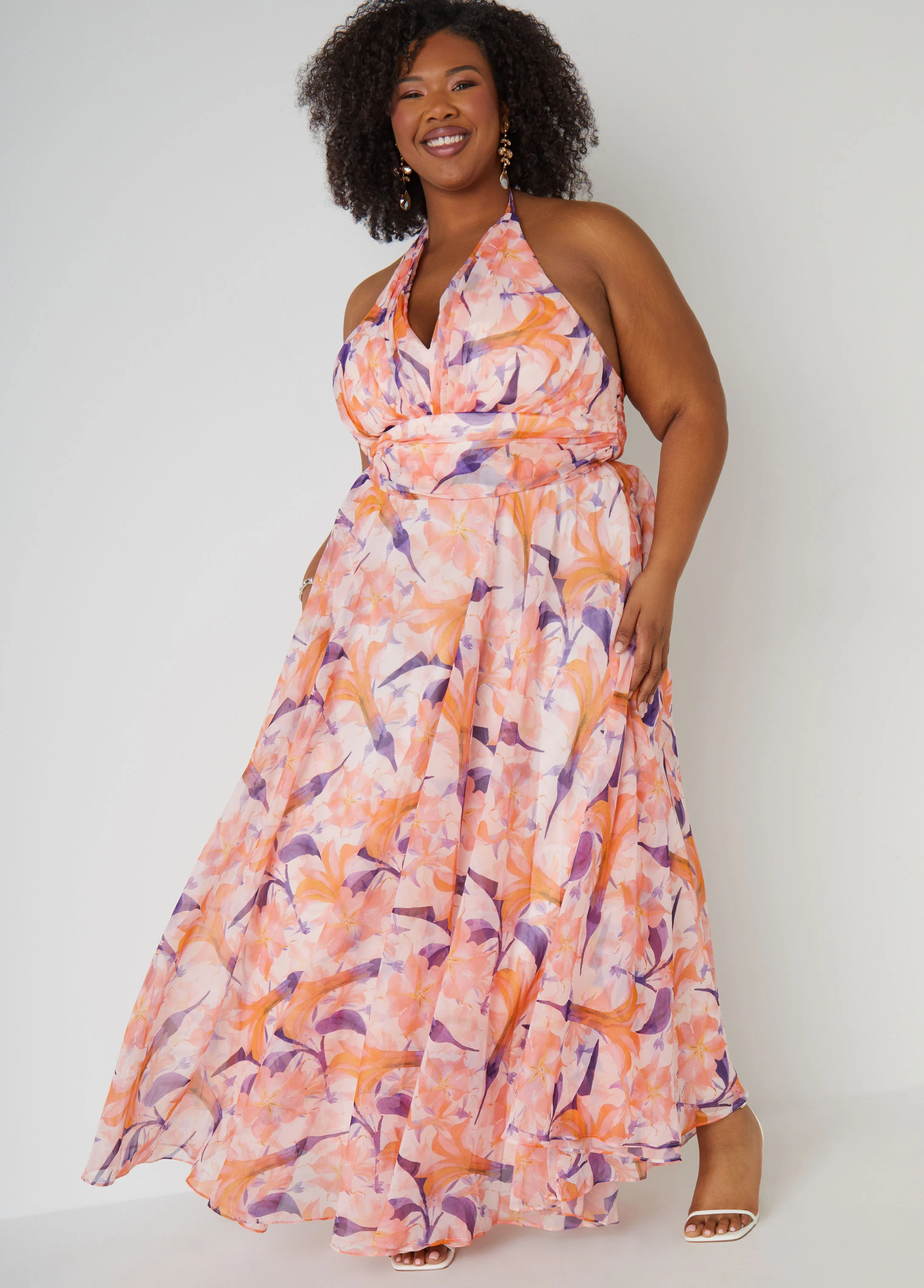 Floral Organza Halter Gown - Image 3