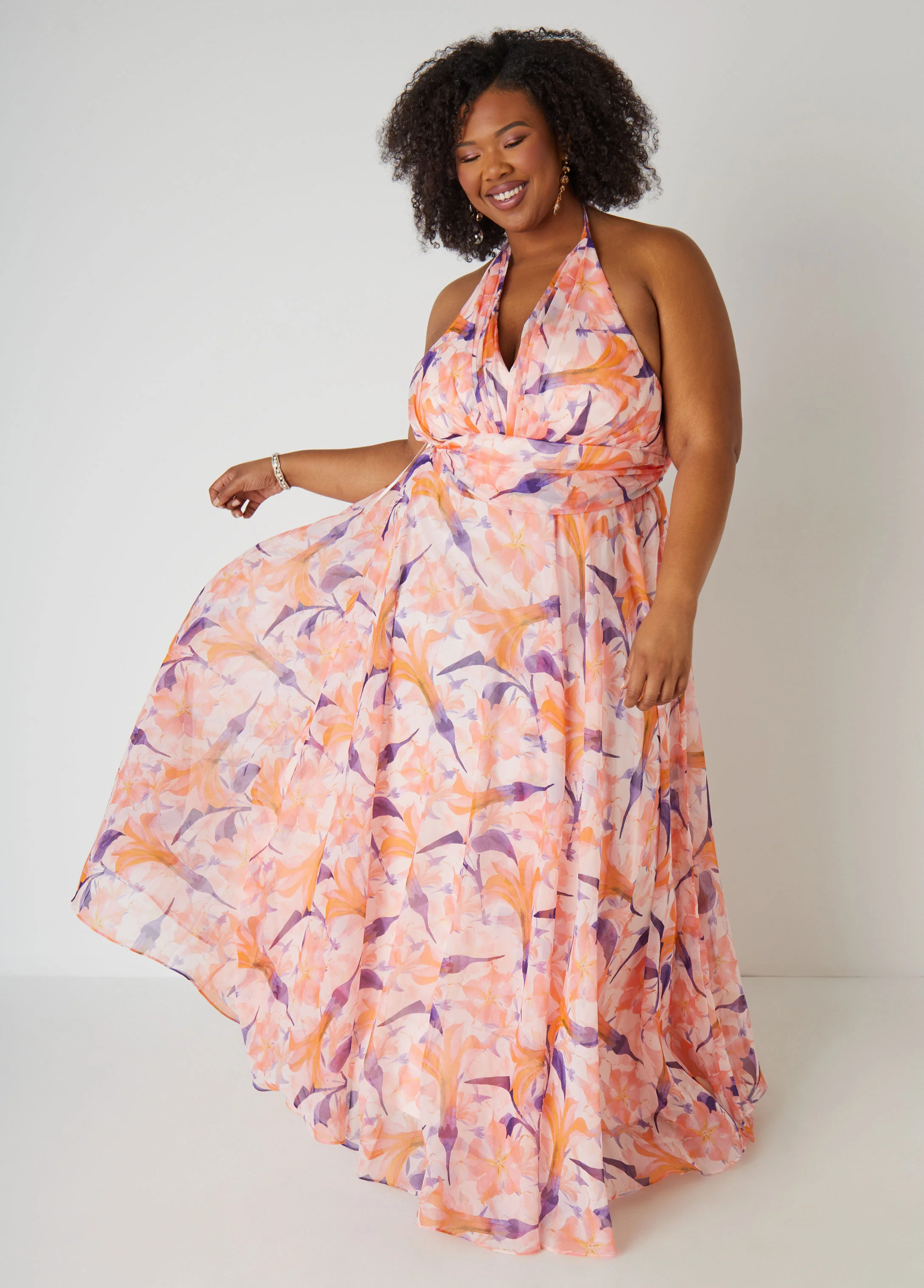 Floral Organza Halter Gown - Image 4