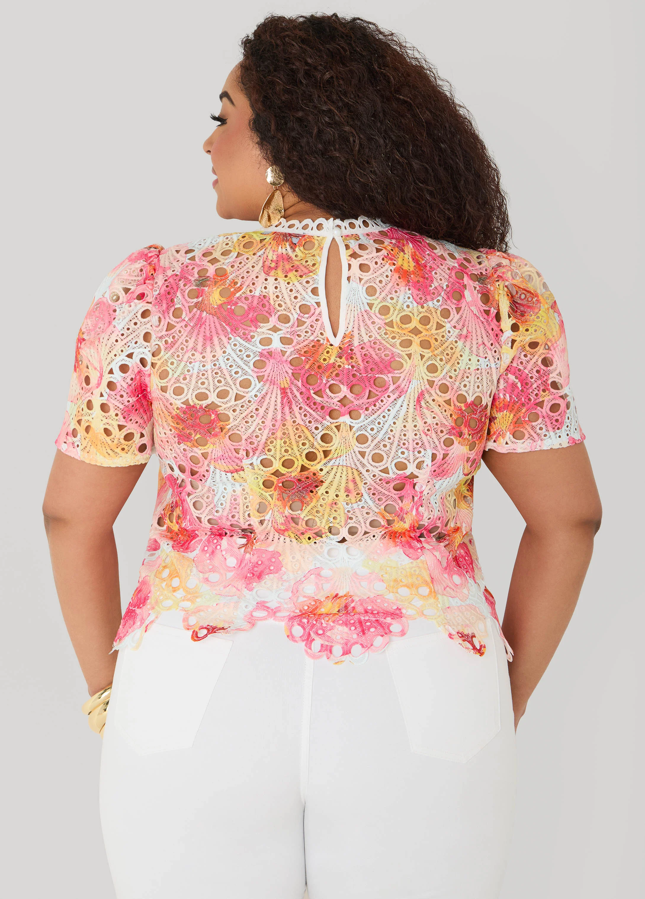 Floral Print Crochet Lace Top - Image 2